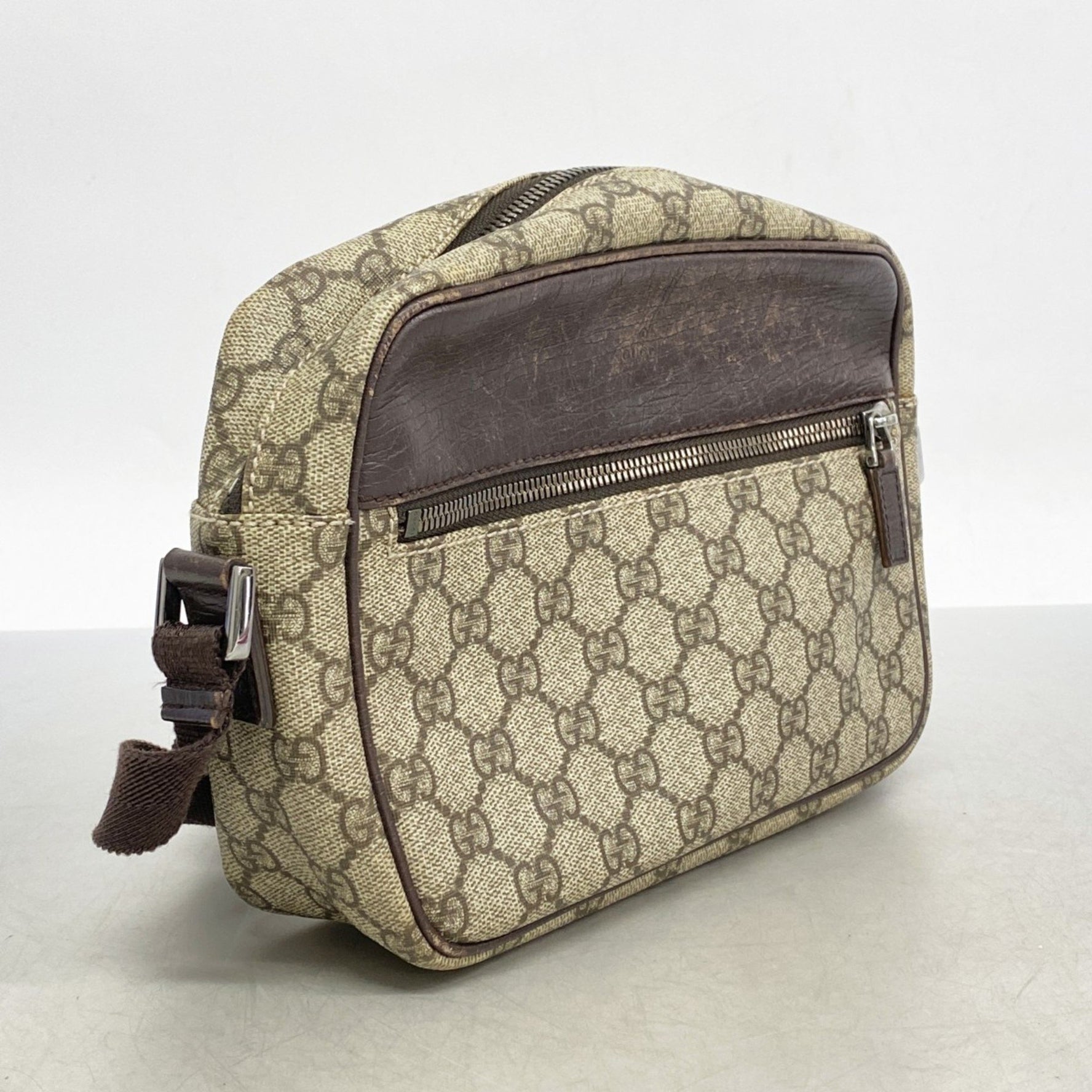 Gucci GG Supreme Shoulder Bag Beige Brown