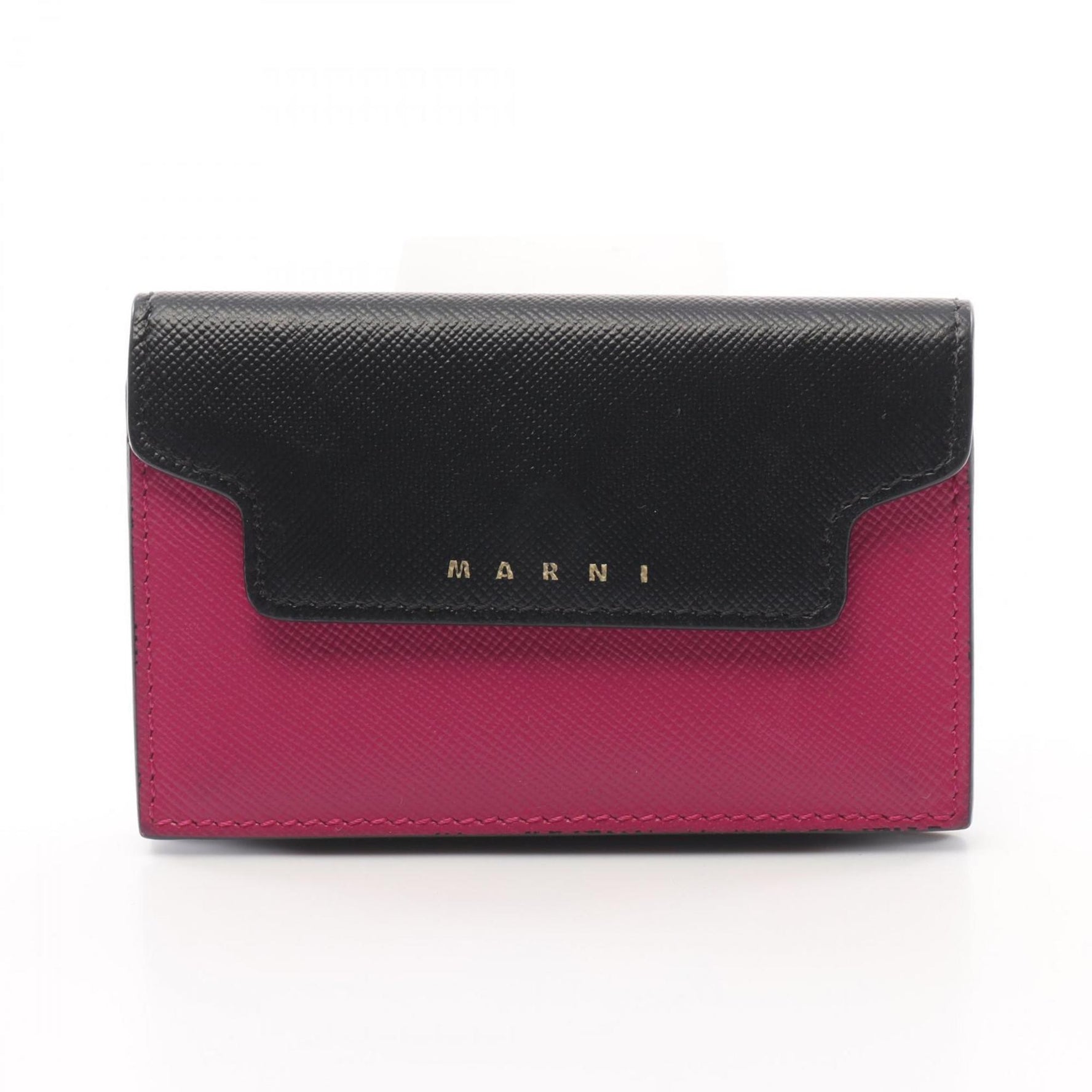 MARNI Leather Card Case, Black/Pink