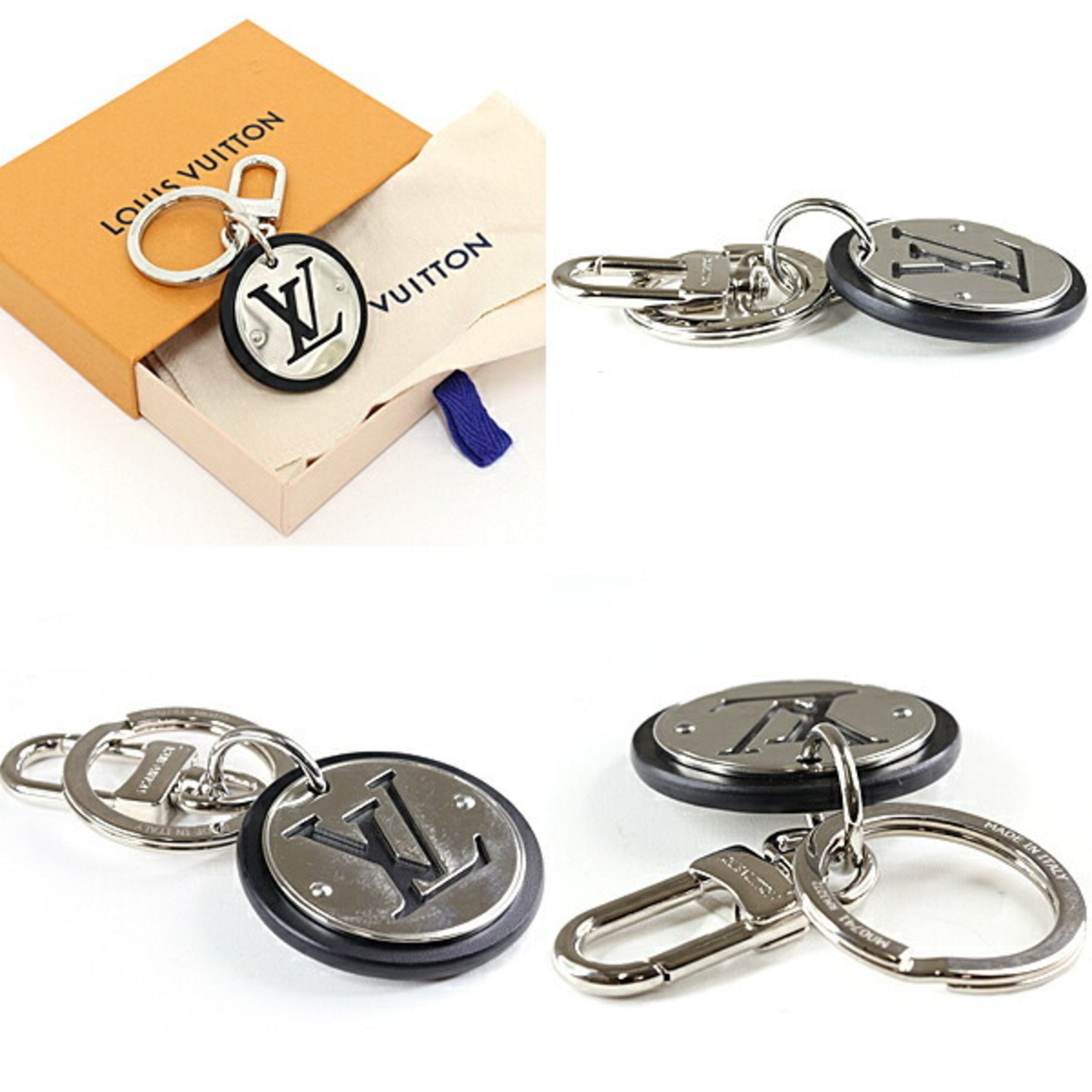 Louis Vuitton Keychain/LV Circle Keyring Bag Charm Silver Black
