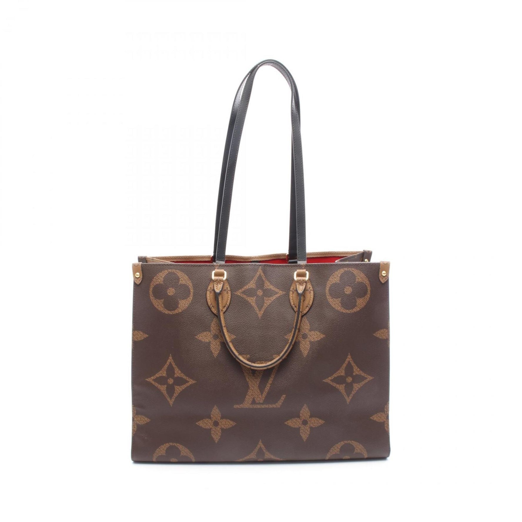Louis Vuitton On the Go GM Shoulder Bag in Coated Canvas and Leather with Monogram Giant Reverse Pattern