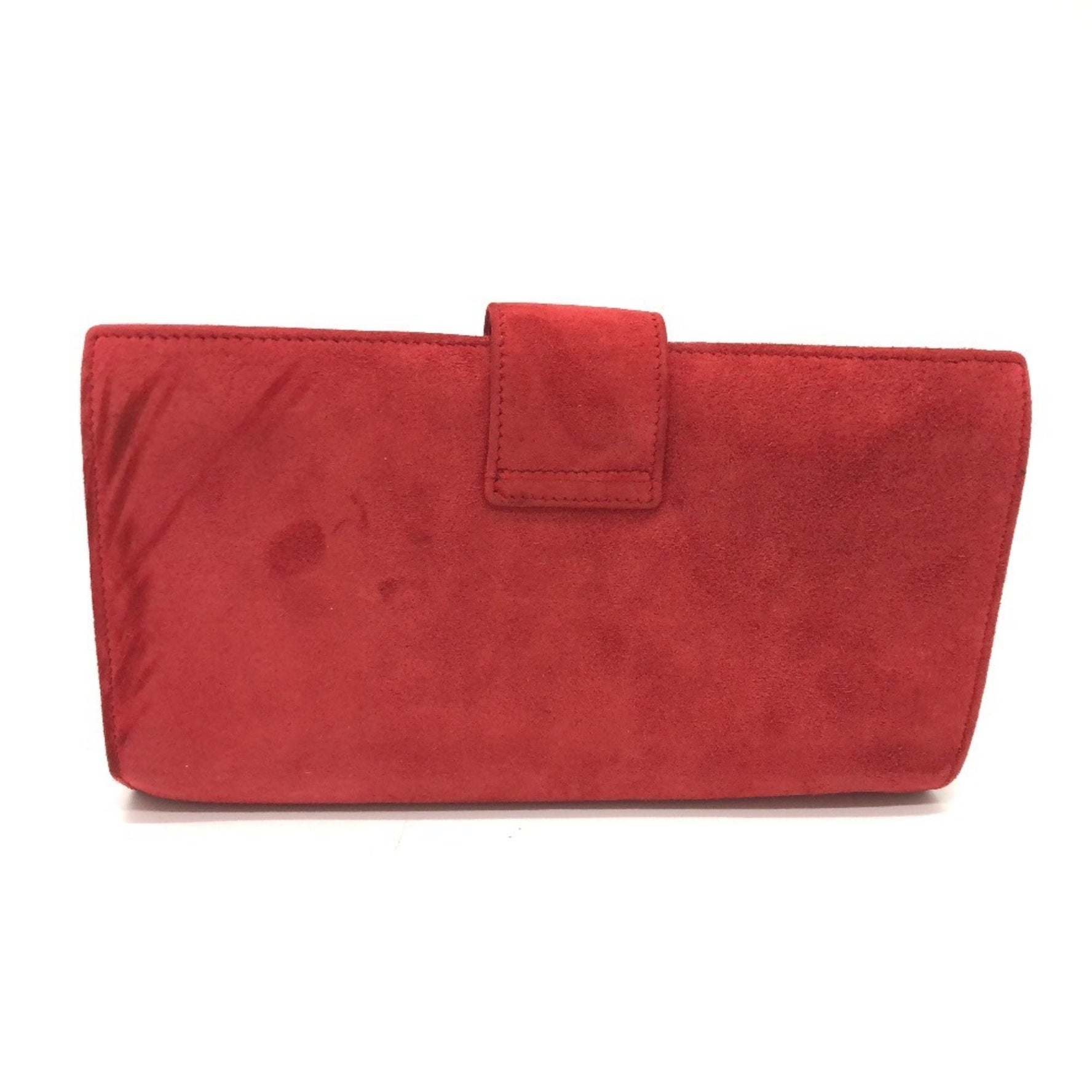 CELINE Jewelry Case, Logo Bifold Pouch, Accessory Suede, Red