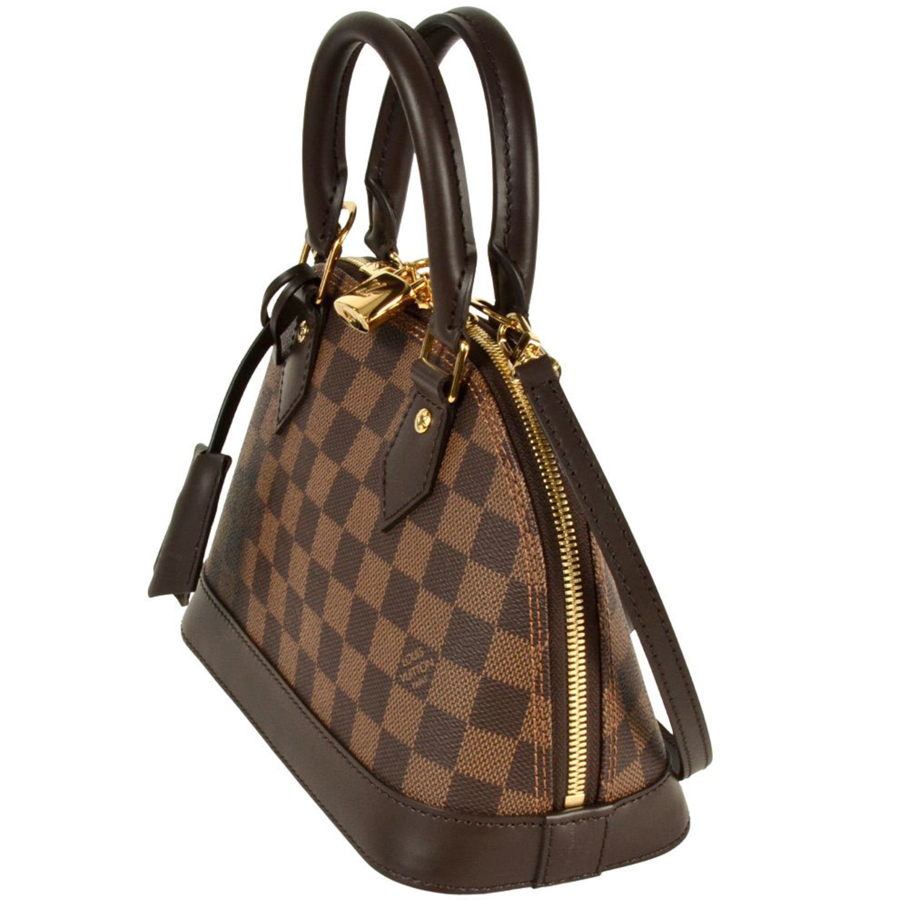 Louis Vuitton Alma BB Handbag Damier Ebene Leather Brown RFID (IC chip) built-in