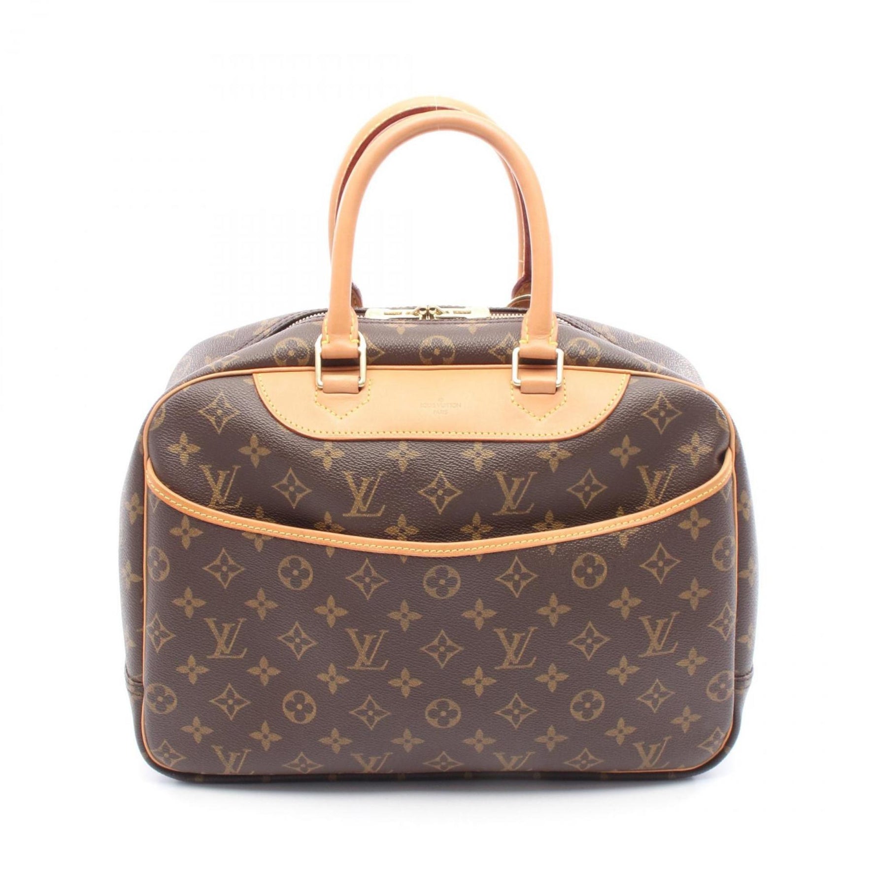 Louis Vuitton Deauville Bowling Vanity Handbag Coated Canvas Leather Monogram
