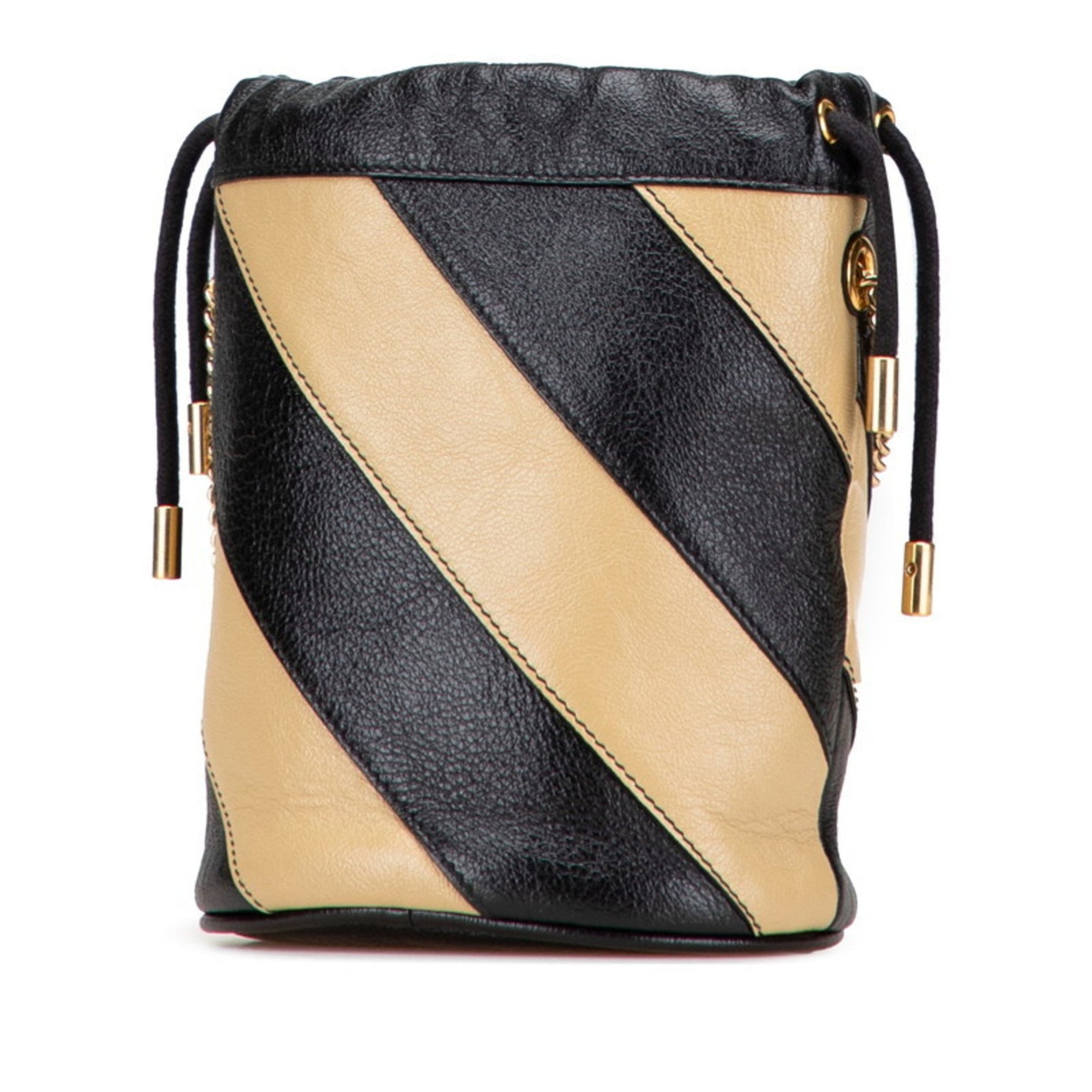 Gucci Zumi Mini Bucket Shoulder Bag Black Beige Leather
