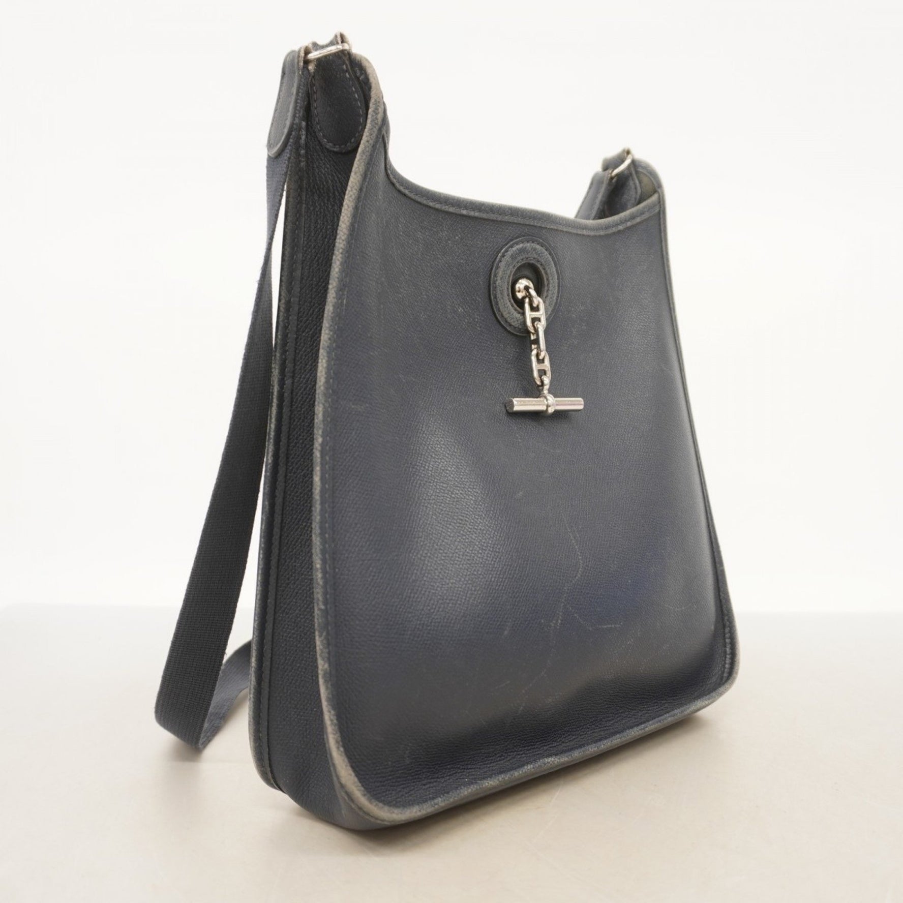 Hermes Hermès Vespa PM Shoulder Bag, Epsom Leather, Blue Indigo, H Stamp, Women's