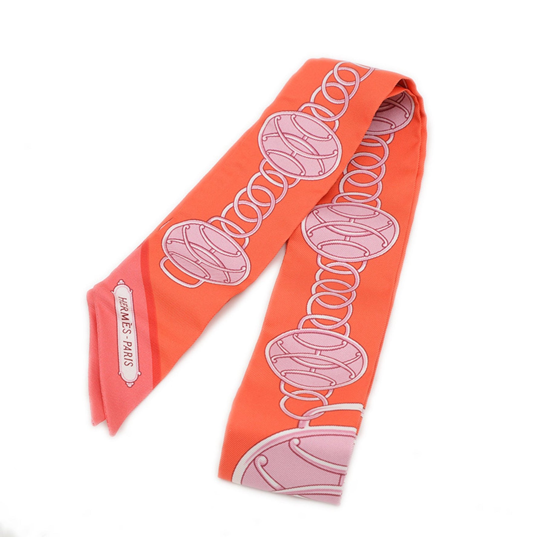 Hermes Twilly Scarf/Muffler Lift Profile Grenadine Corail Palm