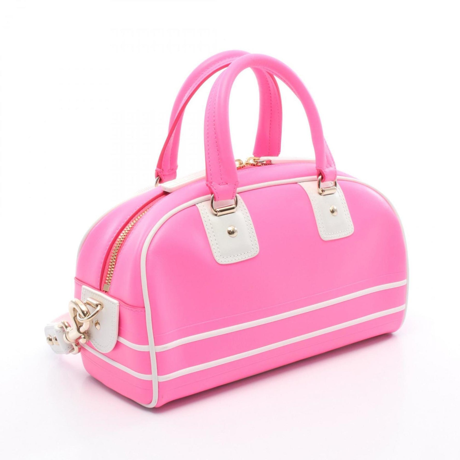 Christian Dior Dior Vibe Mini Bowling Bag, Leather Handbag, Pink/White