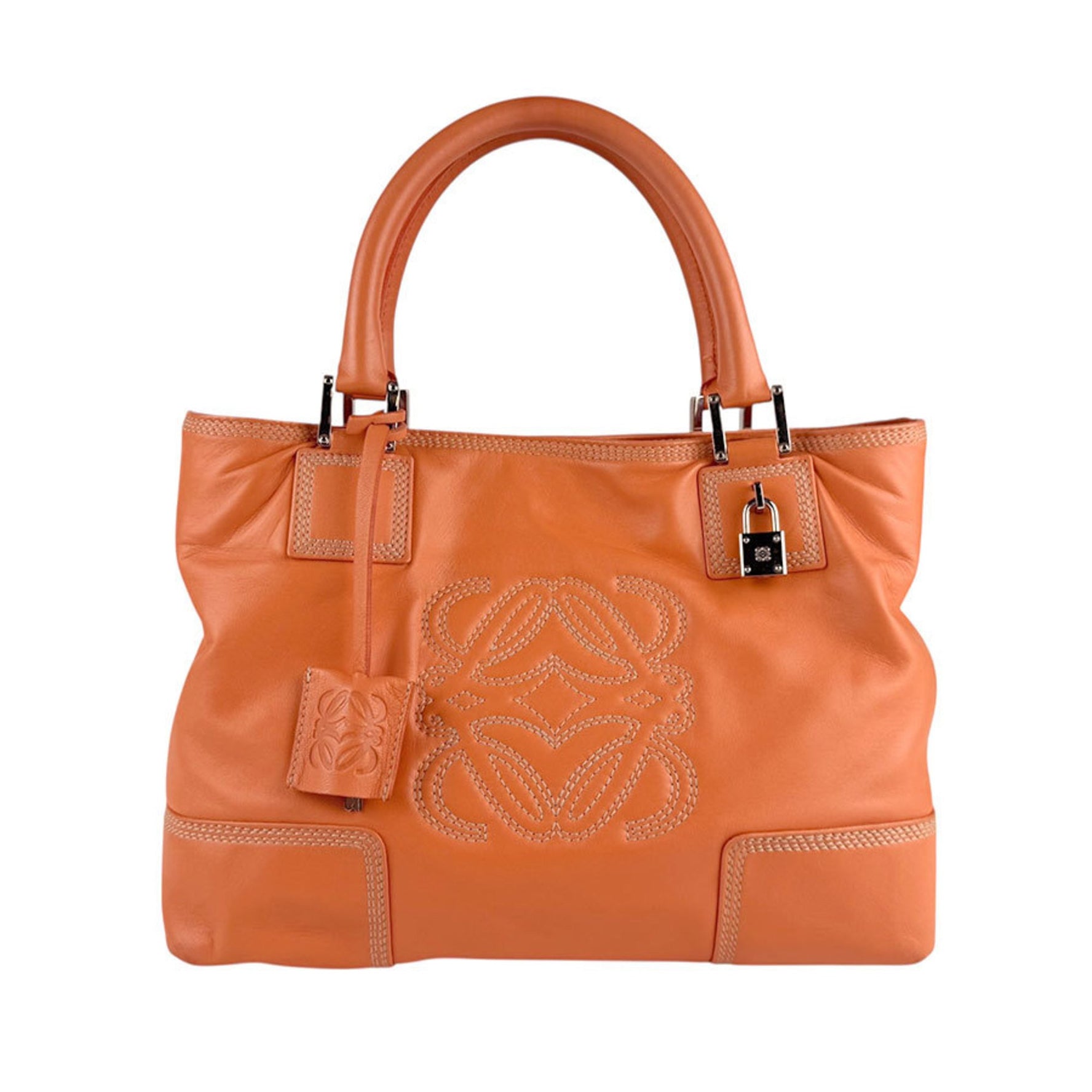 LOEWE Anagram Leather Handbag in and Silver