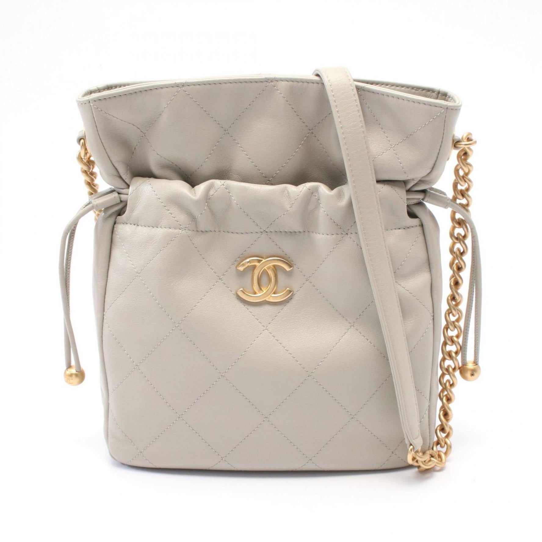 CHANEL Matelasse Shoulder Bag Leather Women's Green