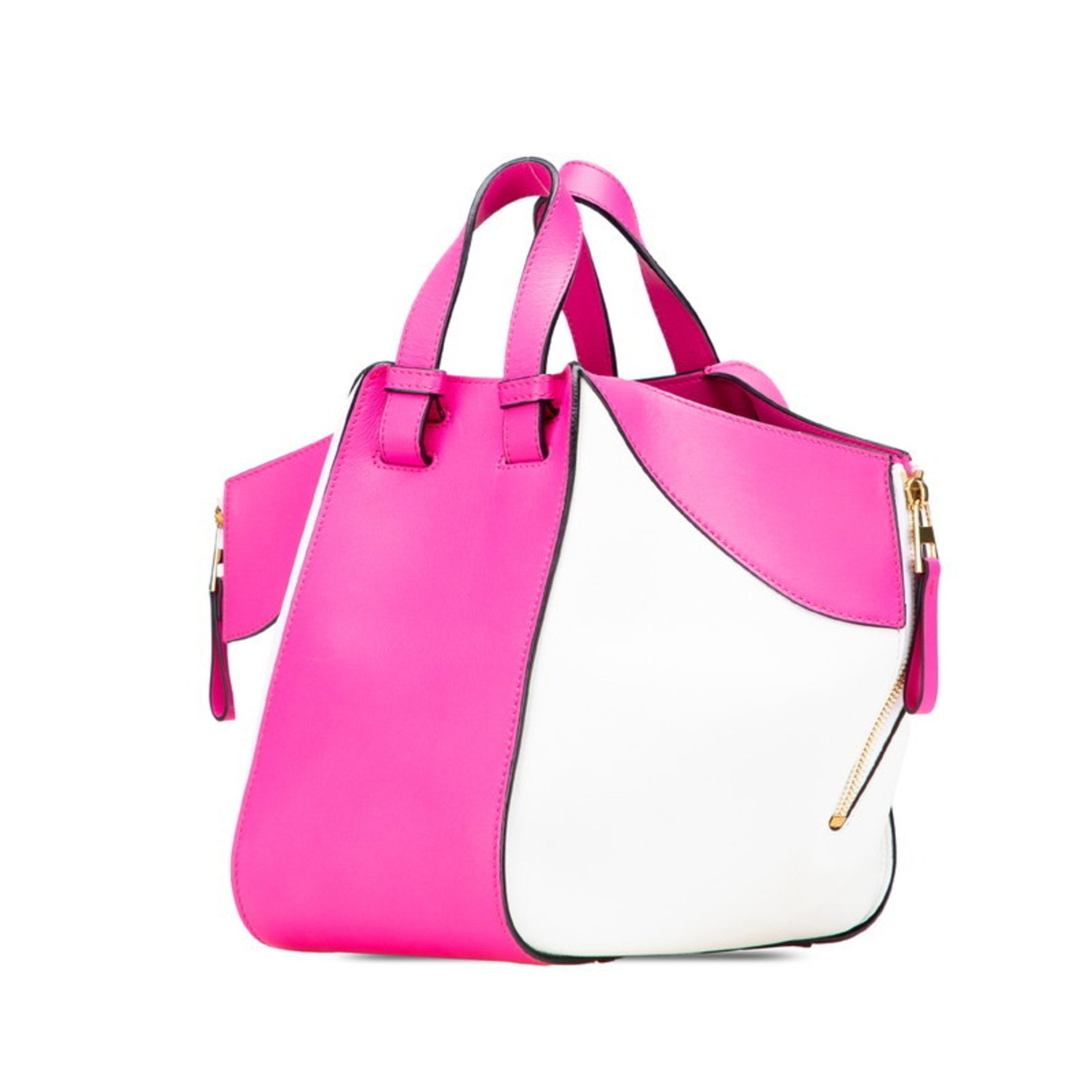 LOEWE Anagram Hammock Small Handbag/Shoulder Bag, White and Pink Leather