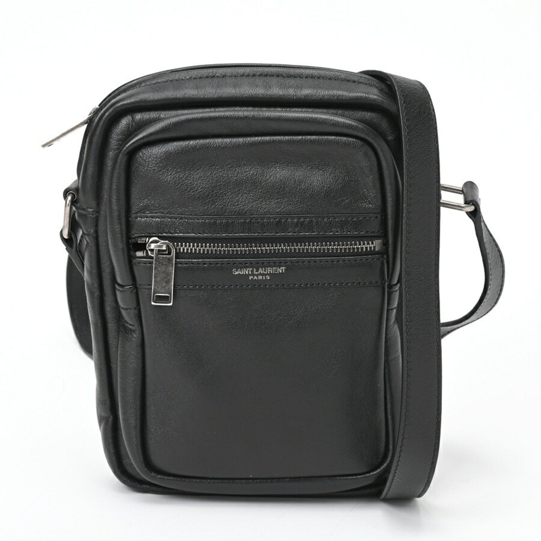 Saint Laurent Sid Crossbody Bag Shoulder Leather Black E-157142