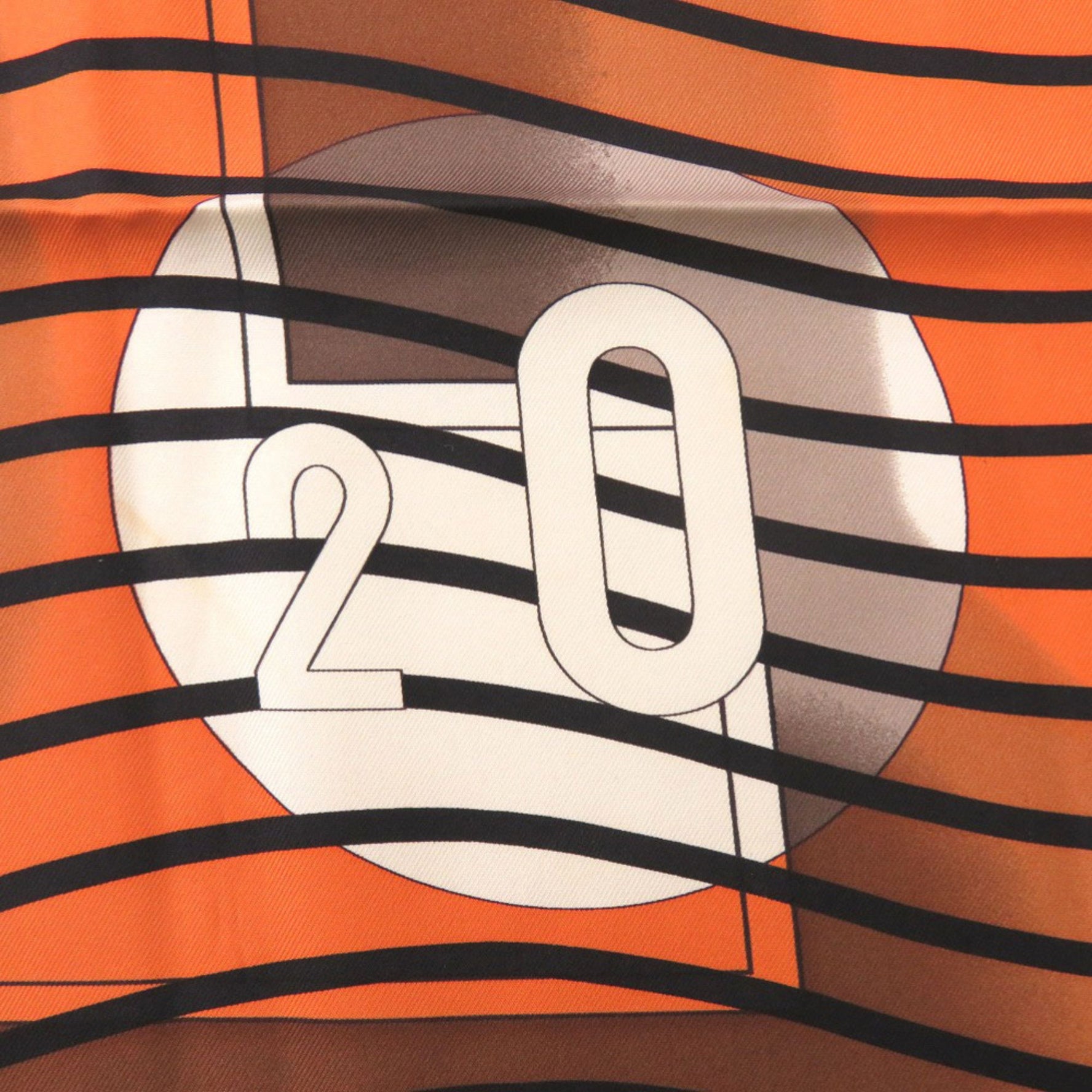 Hermes Carré 90 Silk Scarf Muffler in Orange, Black, and Brown 0109