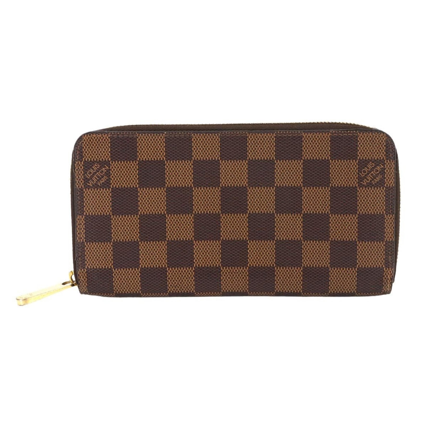 Louis Vuitton Damier Zippy Wallet, Round Long Ebene Brown, N41661