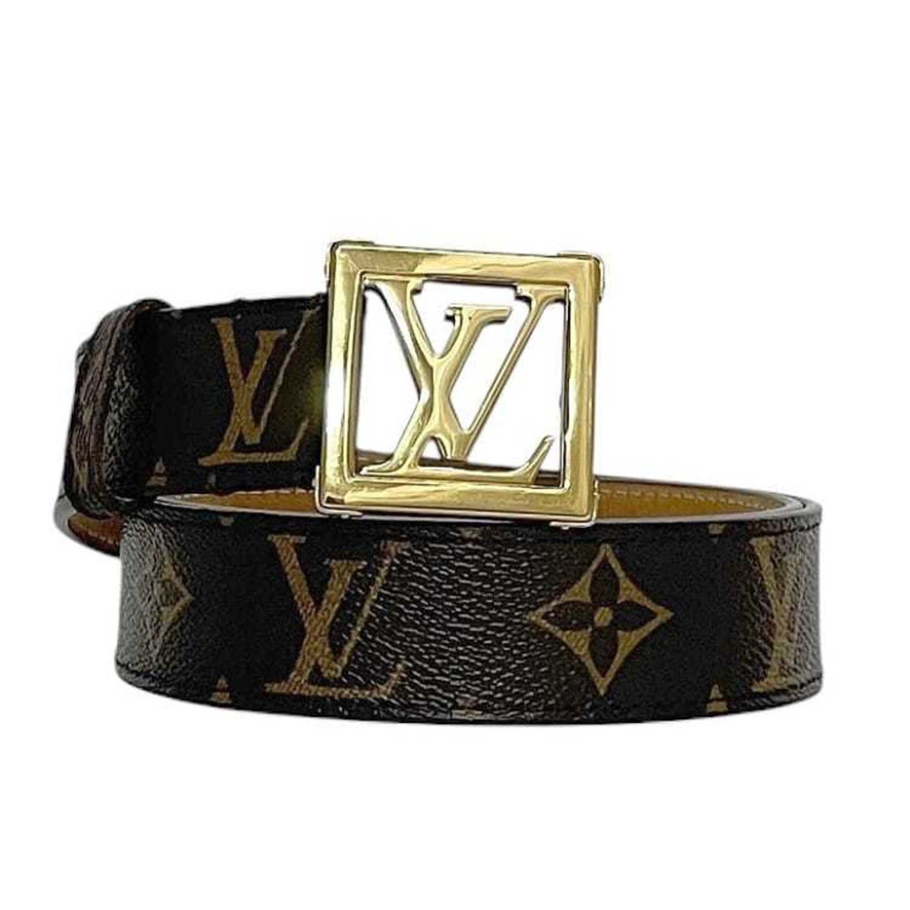 Louis Vuitton Santur Belt, LV Brown and Gold Monogram Canvas, Waist Buckle, Cutout