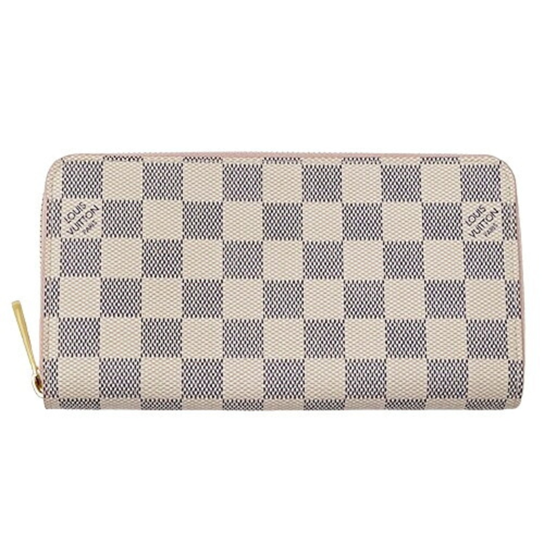 Louis Vuitton Damier Azur Long Wallet Zippy Round White Grey