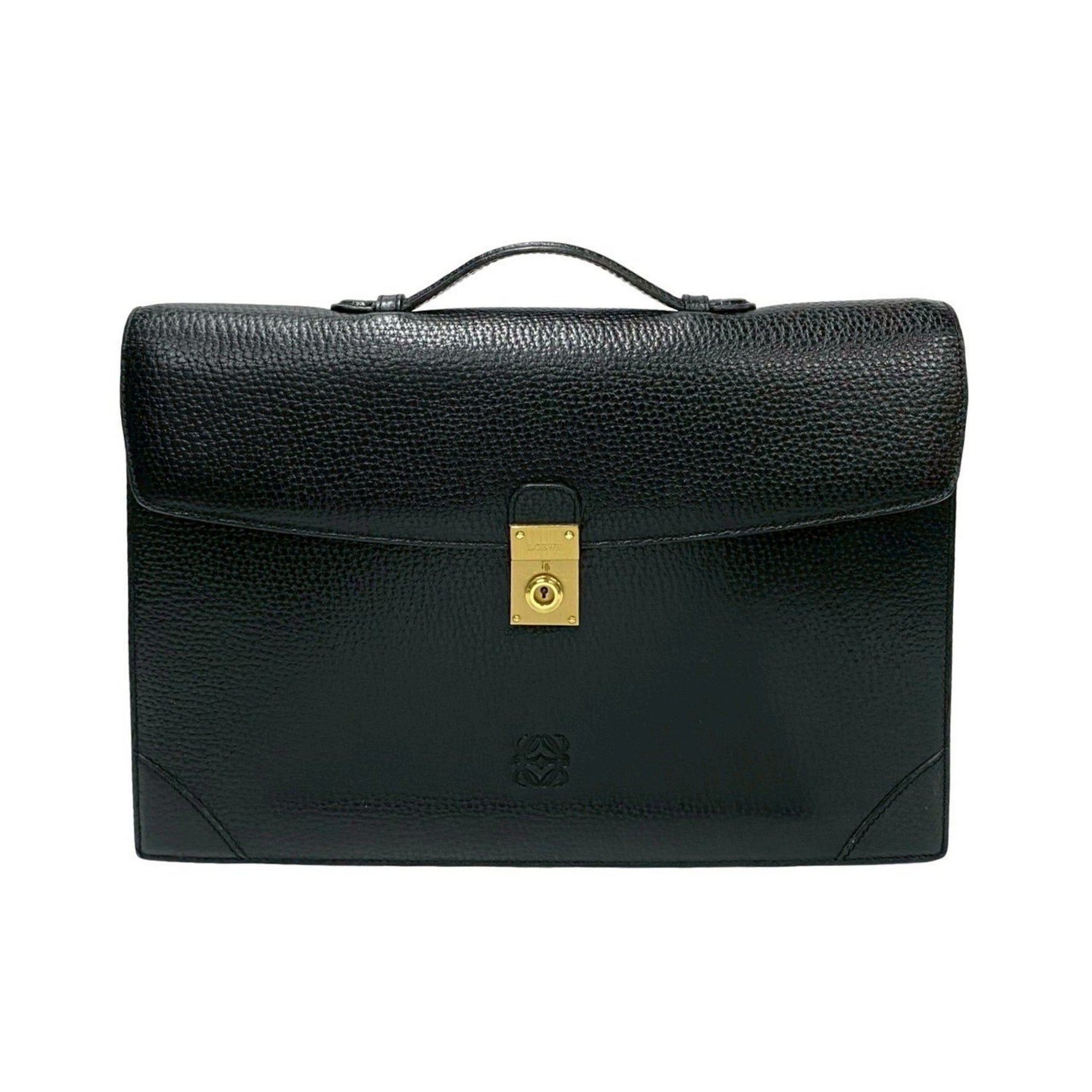 LOEWE Anagram Embossed Logo Hardware Leather Business Briefcase Document Bag Size