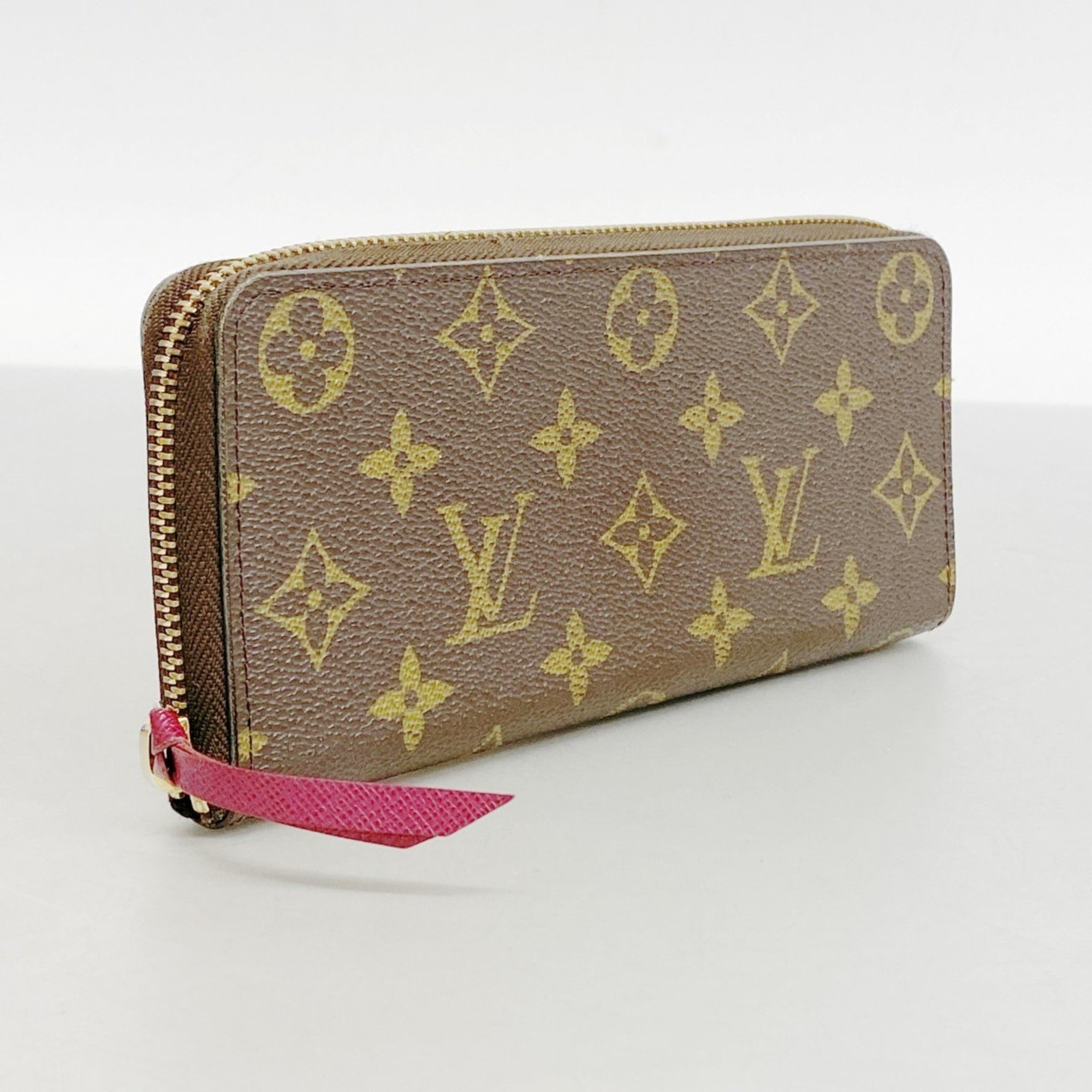 Louis Vuitton Monogram Portefeuille Clemence Long Wallet M60742 Brown Fuchsia Women's