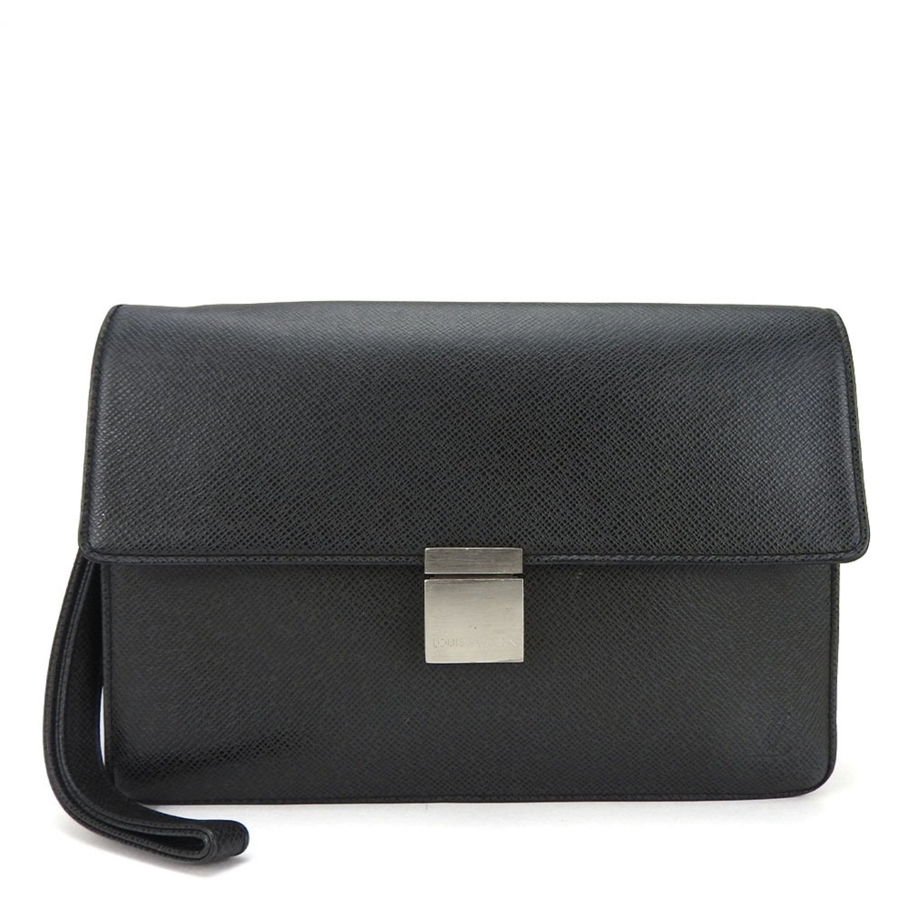 Louis Vuitton second bag clutch Selenga Taiga leather black LV