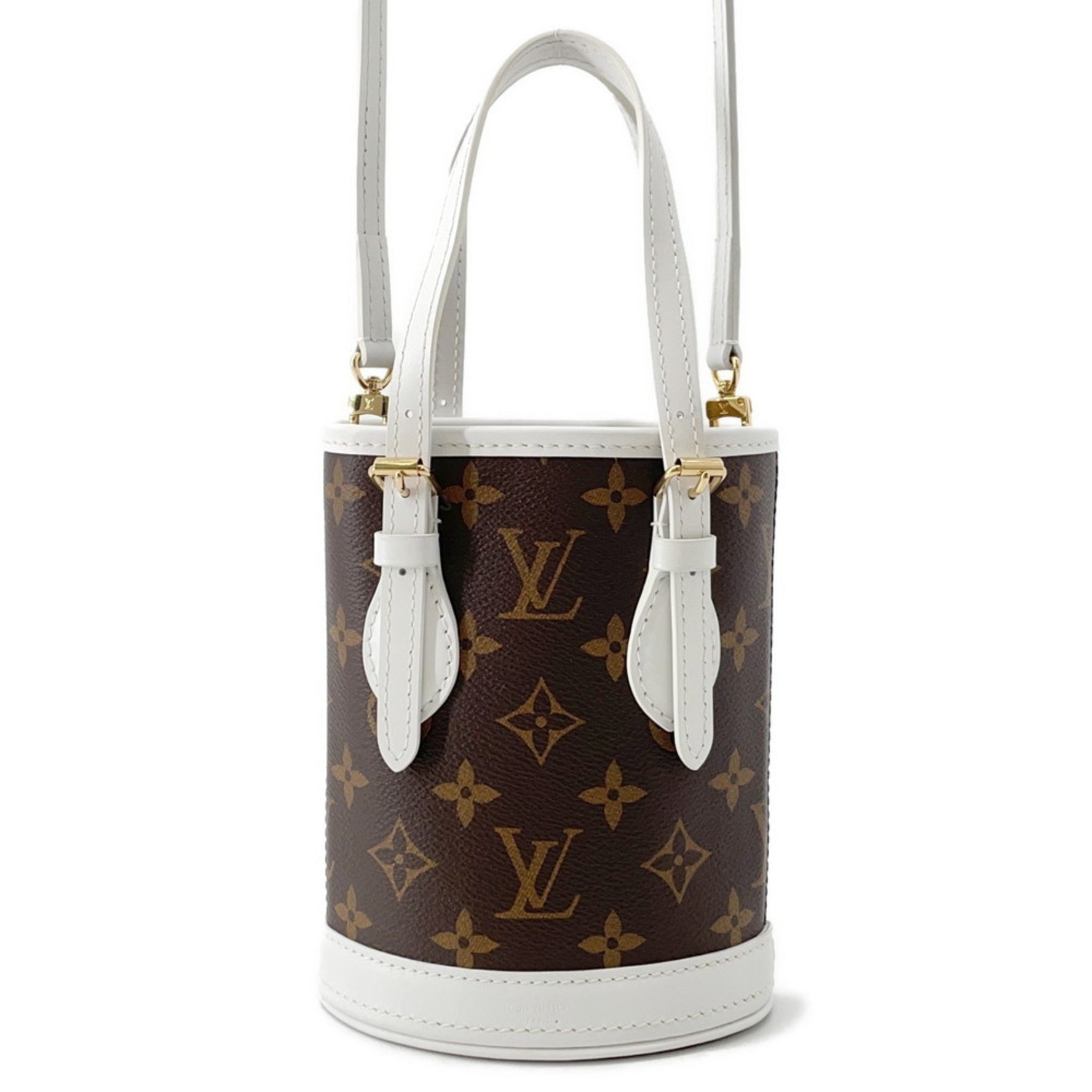 Louis Vuitton Monogram Nano Bucket Handbag White Shoulder Bag