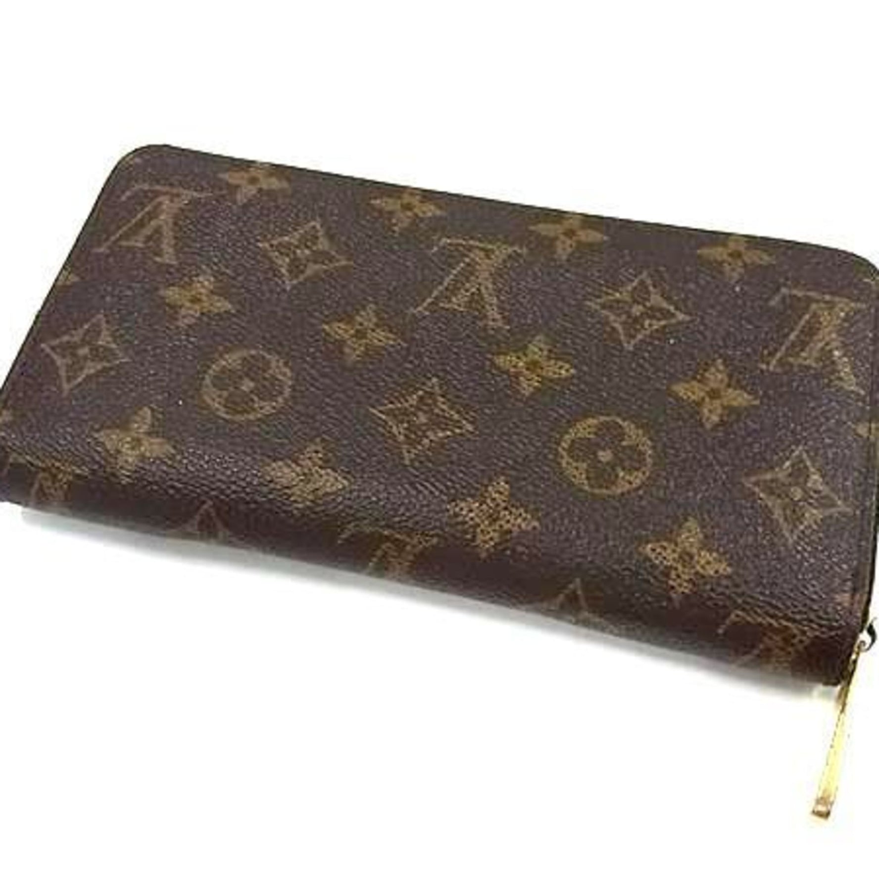 LOUIS VUITTON Monogram Zippy Wallet M42616 Brown Leather Round for Men and Women