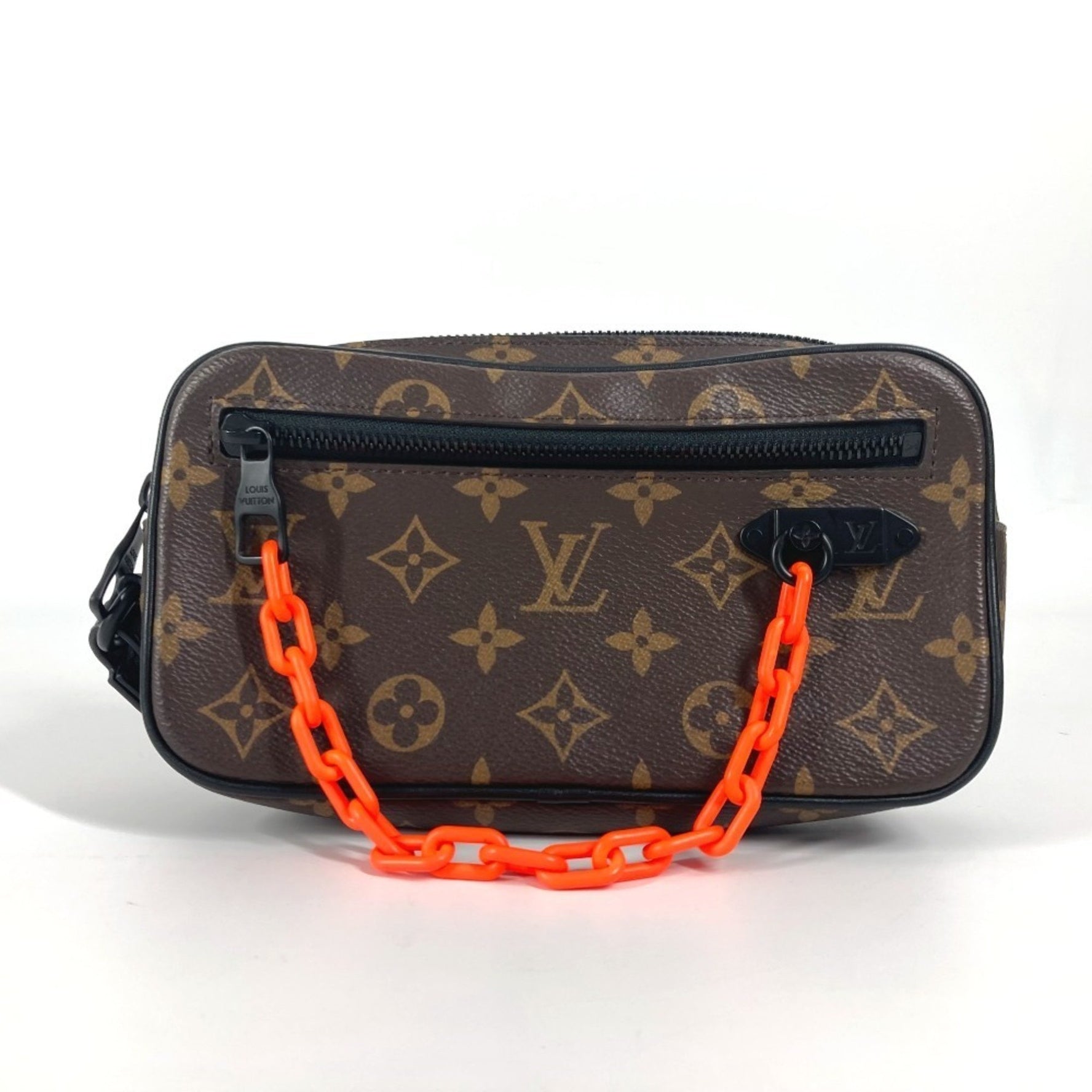 Louis Vuitton Monogram Solar Pochette Volga Clutch Bag Pouch Chain Strap Second Canvas Men's Brown