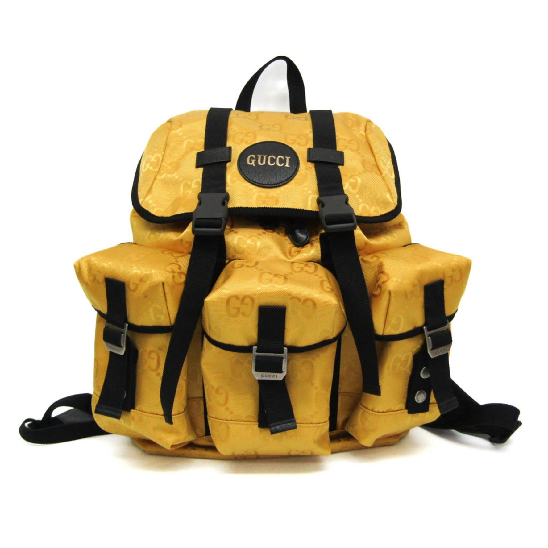 Gucci Off The Grid GG Nylon Men's Leather,Nylon Canvas Backpack Black,Yellow