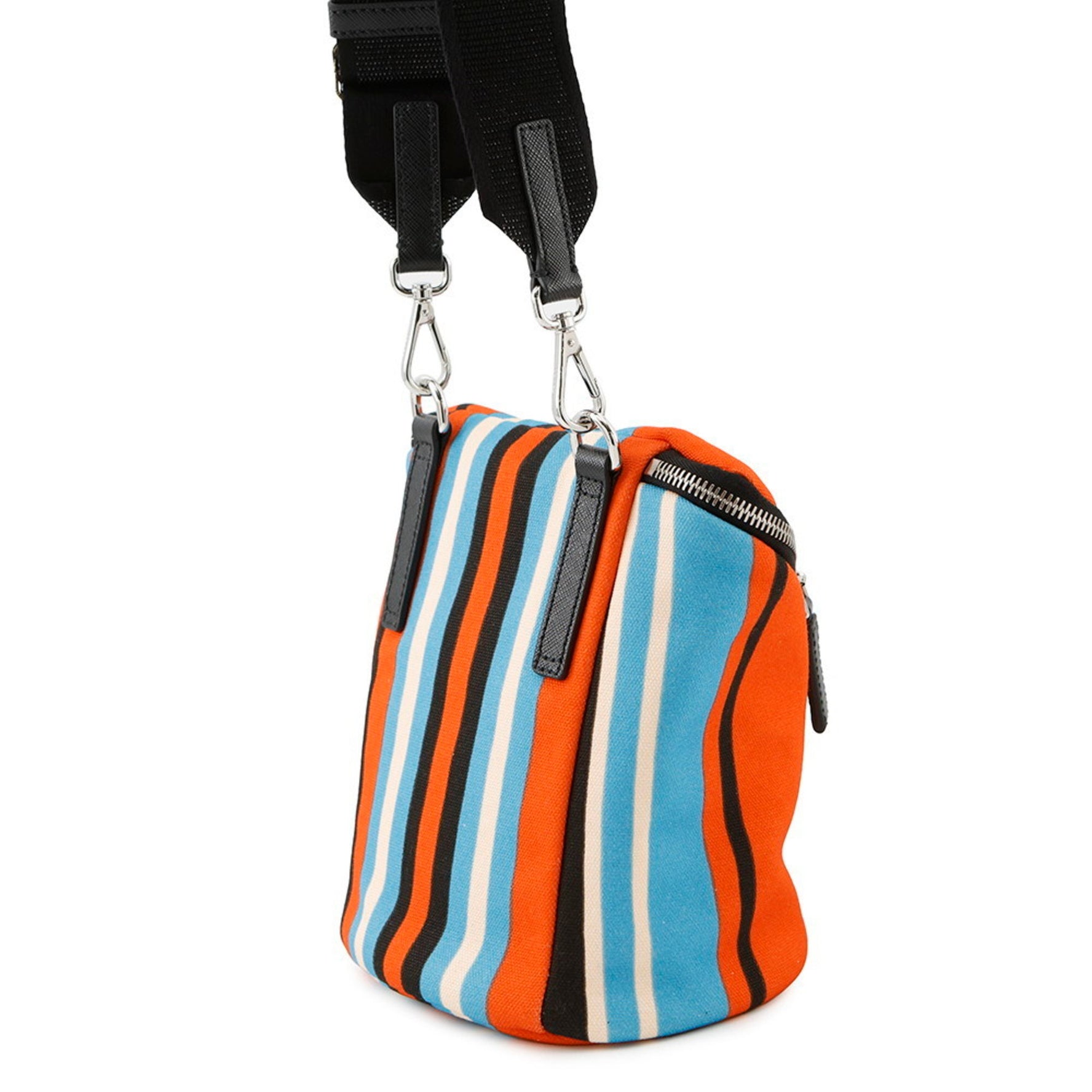 Prada Triangle Stripe Canvas Shoulder Bag 2VH147 PRADA