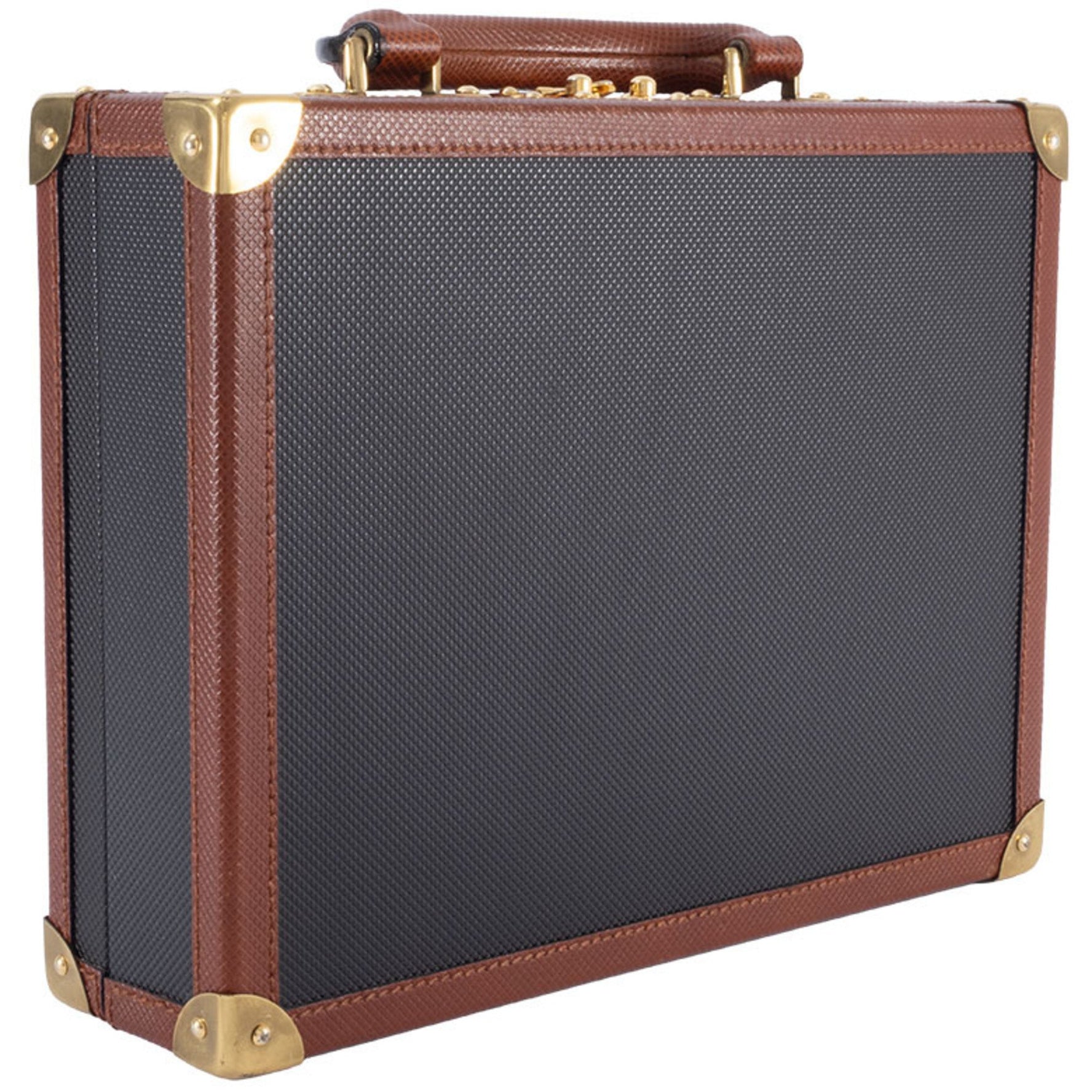 Bottega Veneta Attache Case Handbag Leather Black Brown Trunk BOTTEGA VENETA