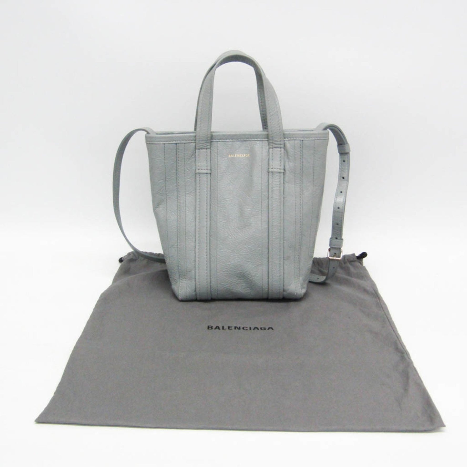 Balenciaga BARBES Men,Women Leather Handbag,Shoulder Bag Light Gray
