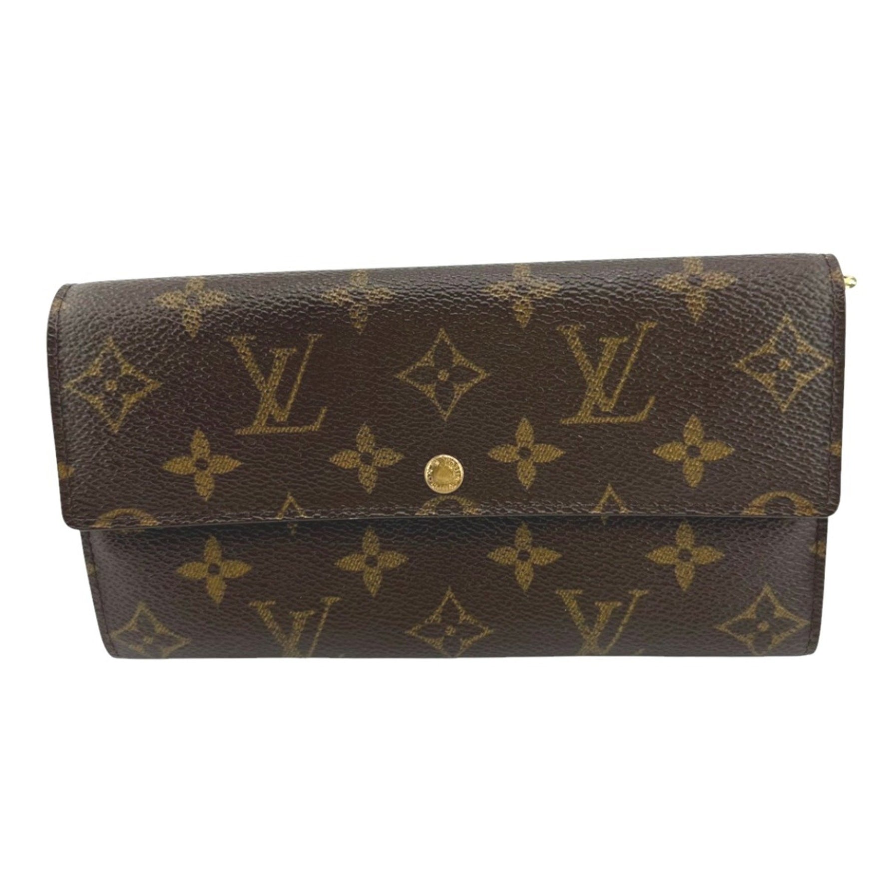 Louis Vuitton LOUIS VUITTON Long Wallet with Monogram Pochette Portemonne Credit Canvas M61725 Brown LV