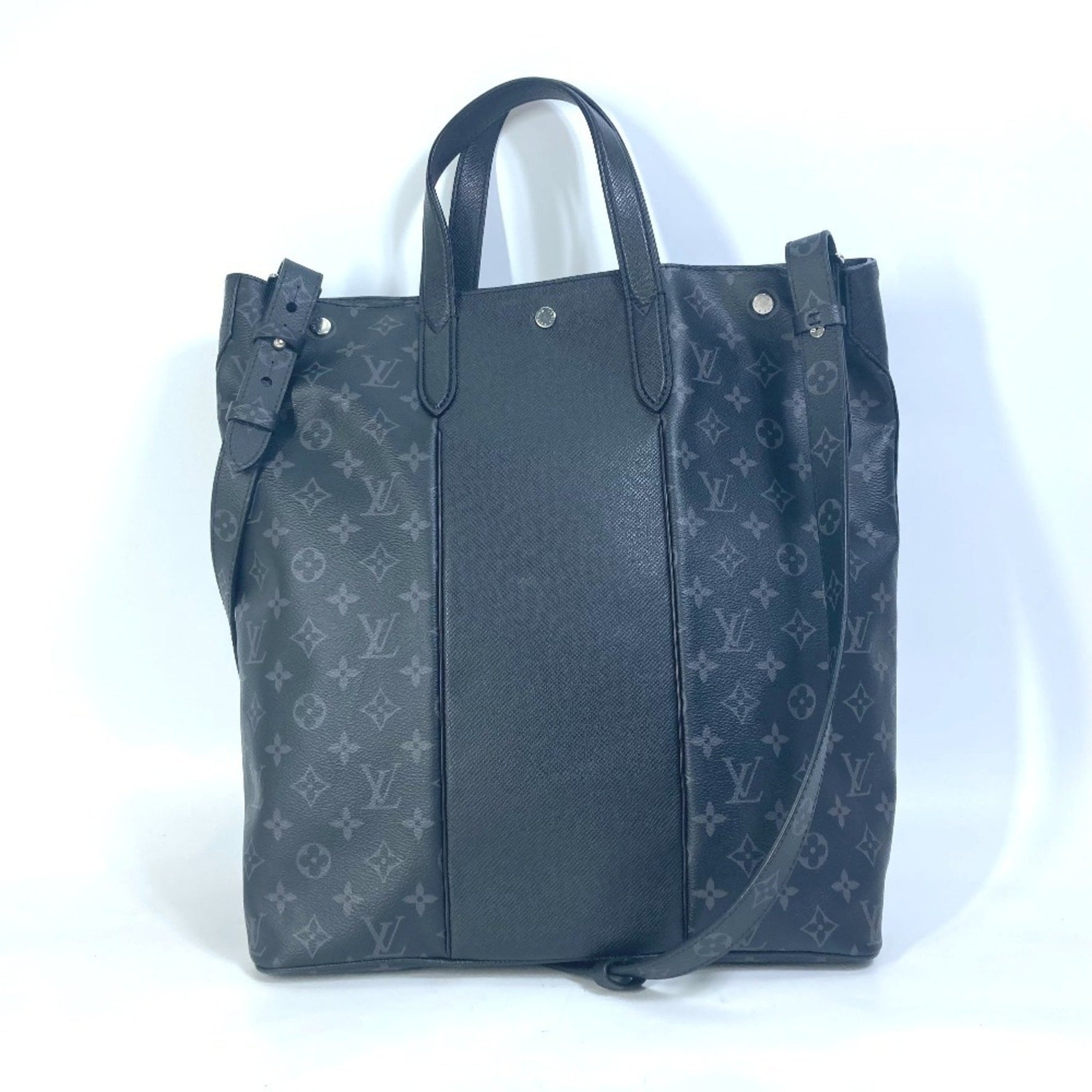 LOUIS VUITTON M30431 Taiga Rama City Tote, 2-Way Shoulder Bag/Handbag/Tote Bag in Leather/Monogram Eclipse Canvas, Men's, Black