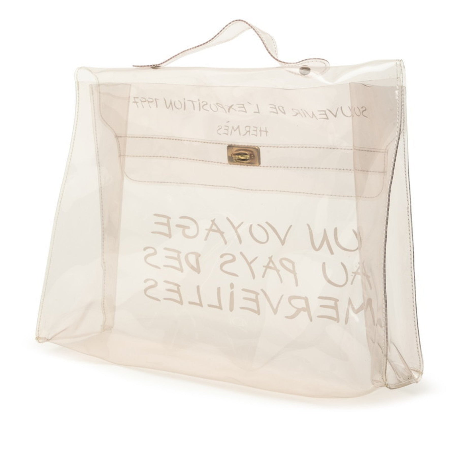 Hermès Vinyl Kelly: A Journey to Wonderland Exhibition Handbag, Gold Hardware, Vinyl, HERMES