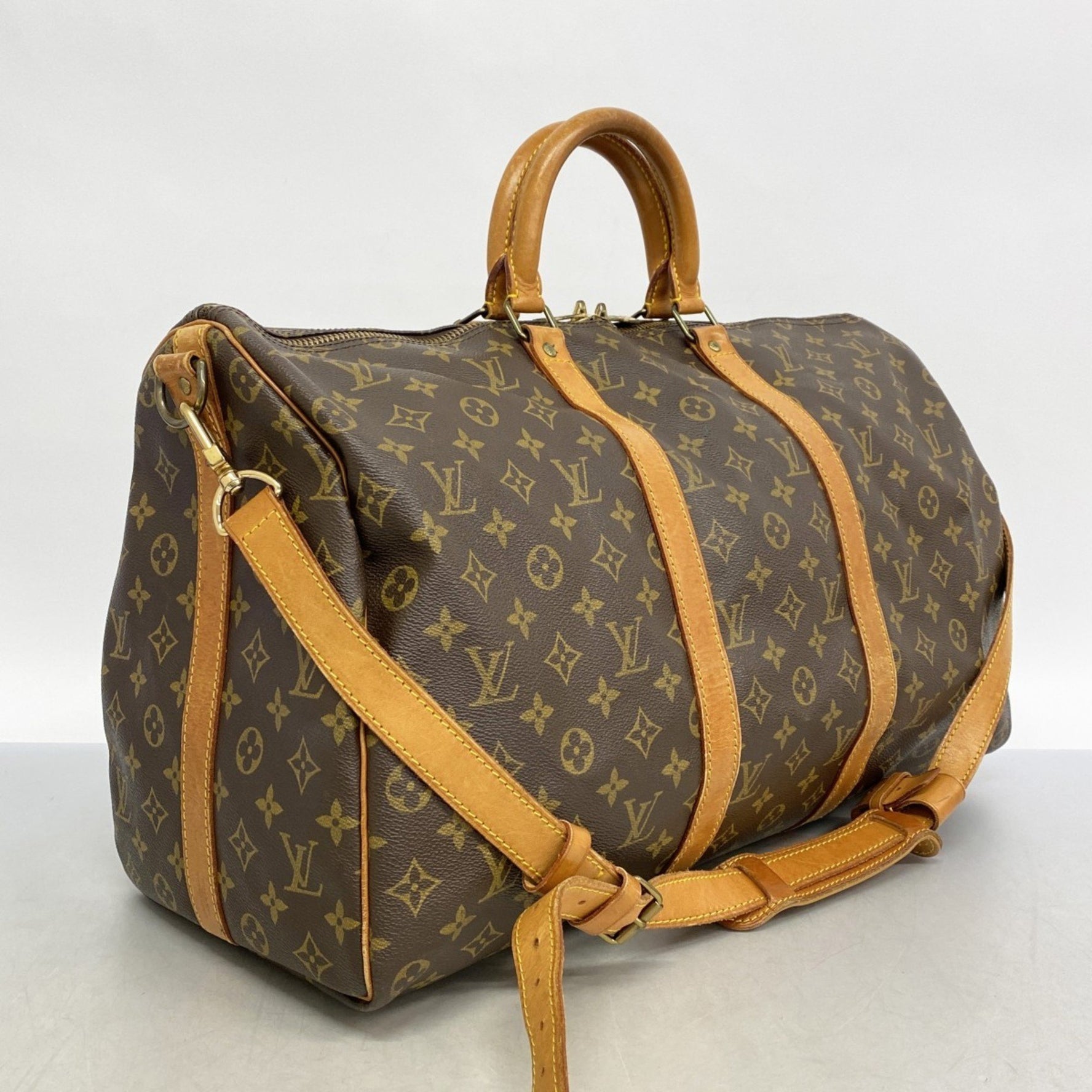Louis Vuitton Monogram Keepall Bandouliere 50 Boston Bag M41416 Brown Men's and Women's