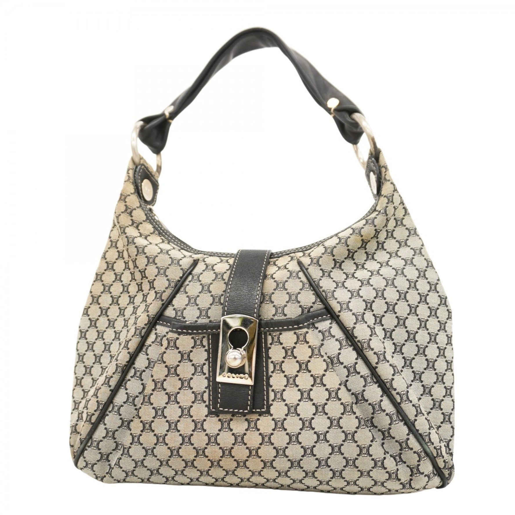 Celine handbag Macadam nylon canvas grey black women's