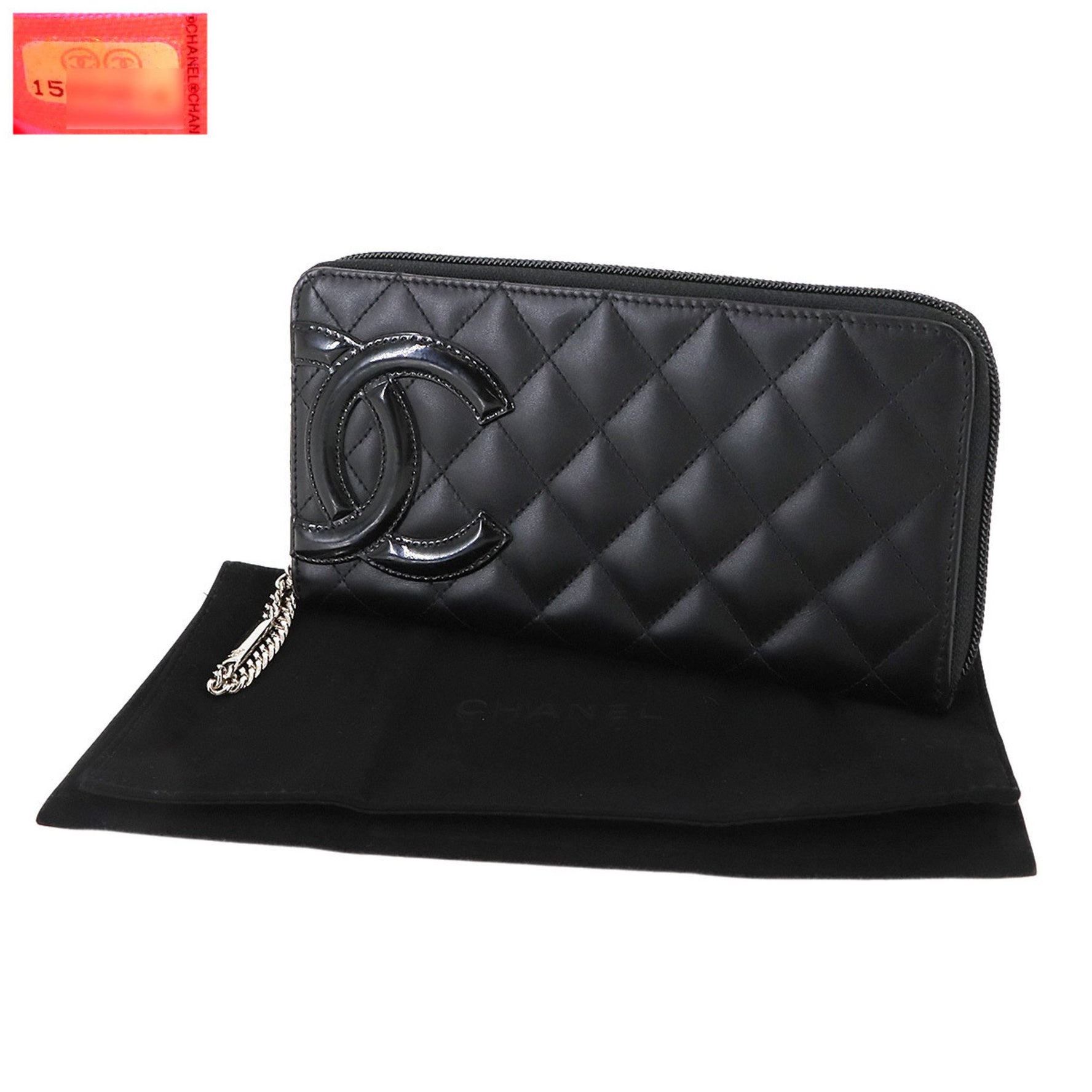 CHANEL Cambon Line Round Long Wallet in Enamel Leather with Silver Hardware