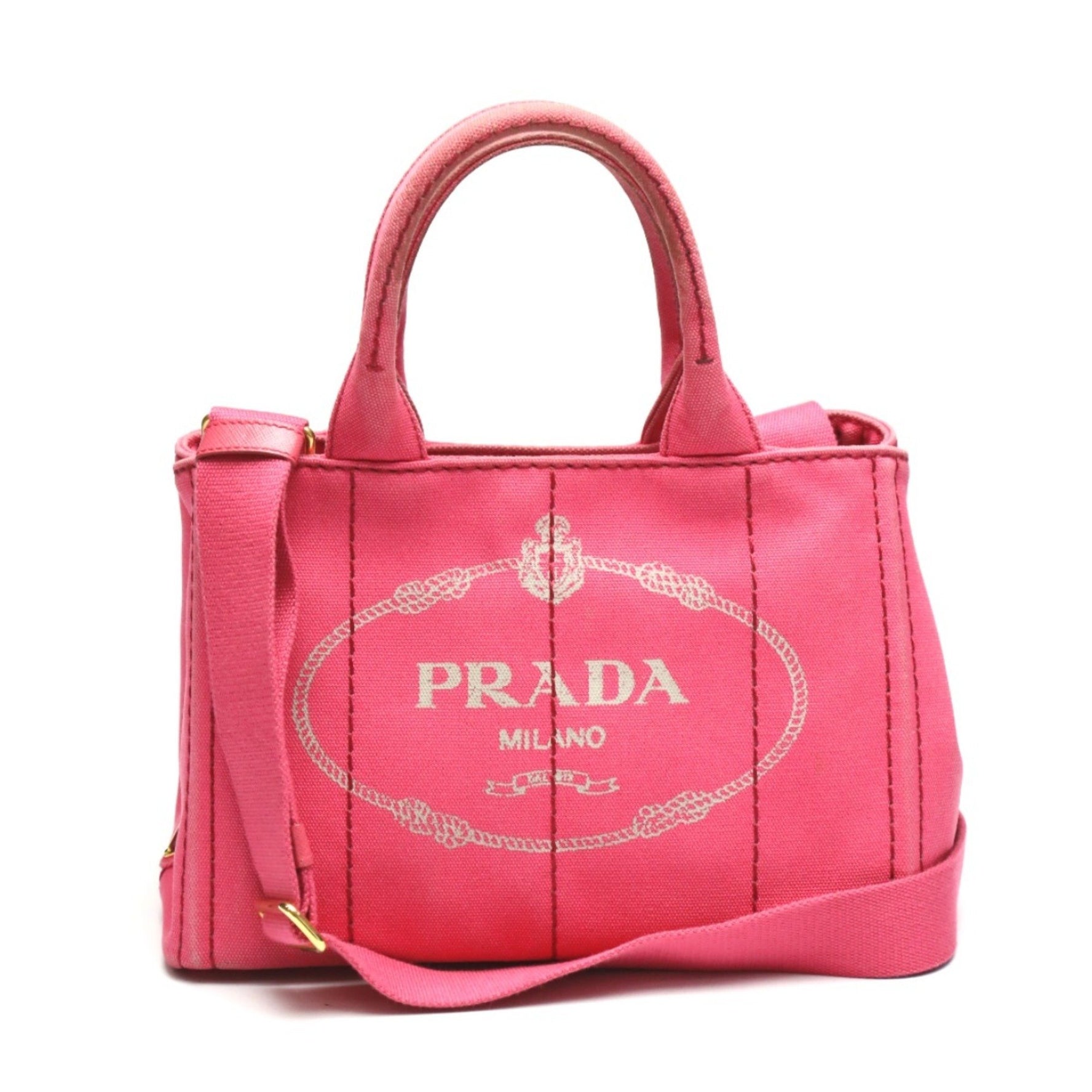 PRADA Tote Bag Handbag Canapa Canvas 1BG439 Pink