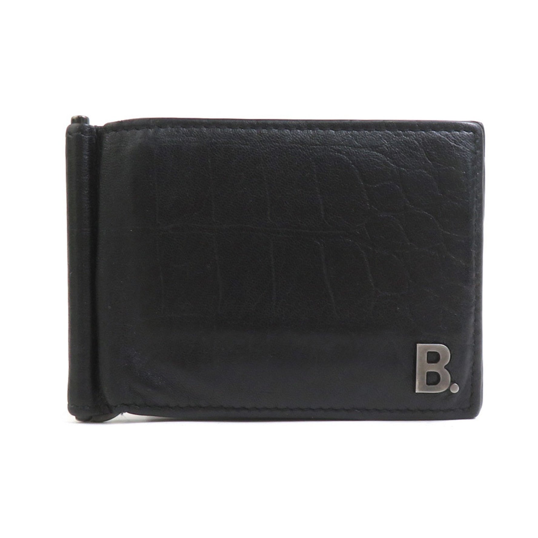 BALENCIAGA Billfold Wallet Leather Black Men's r10611a