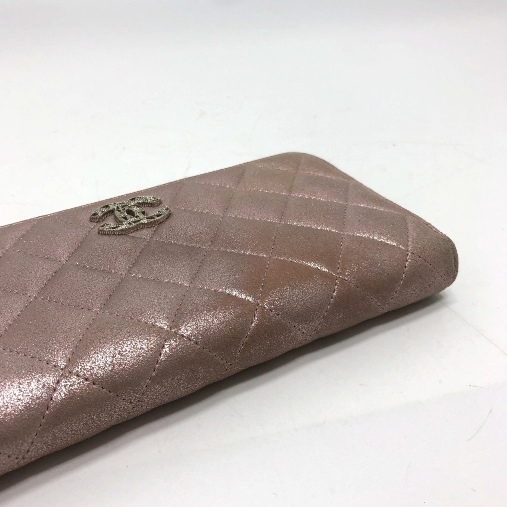 CHANEL Coco Mark Chain Me Matelasse Round Zip Long Wallet Leather
