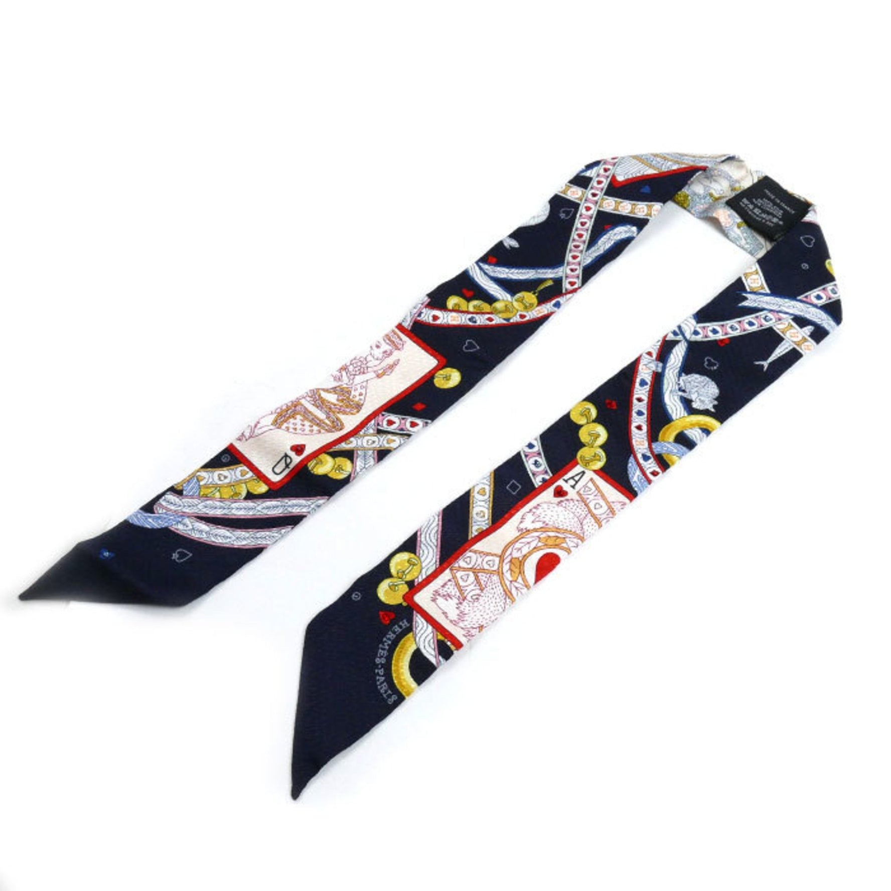 HERMES DAME DE COEUR Twilly Scarf Muffler Noir/Rouge/All 01 Rhinestone