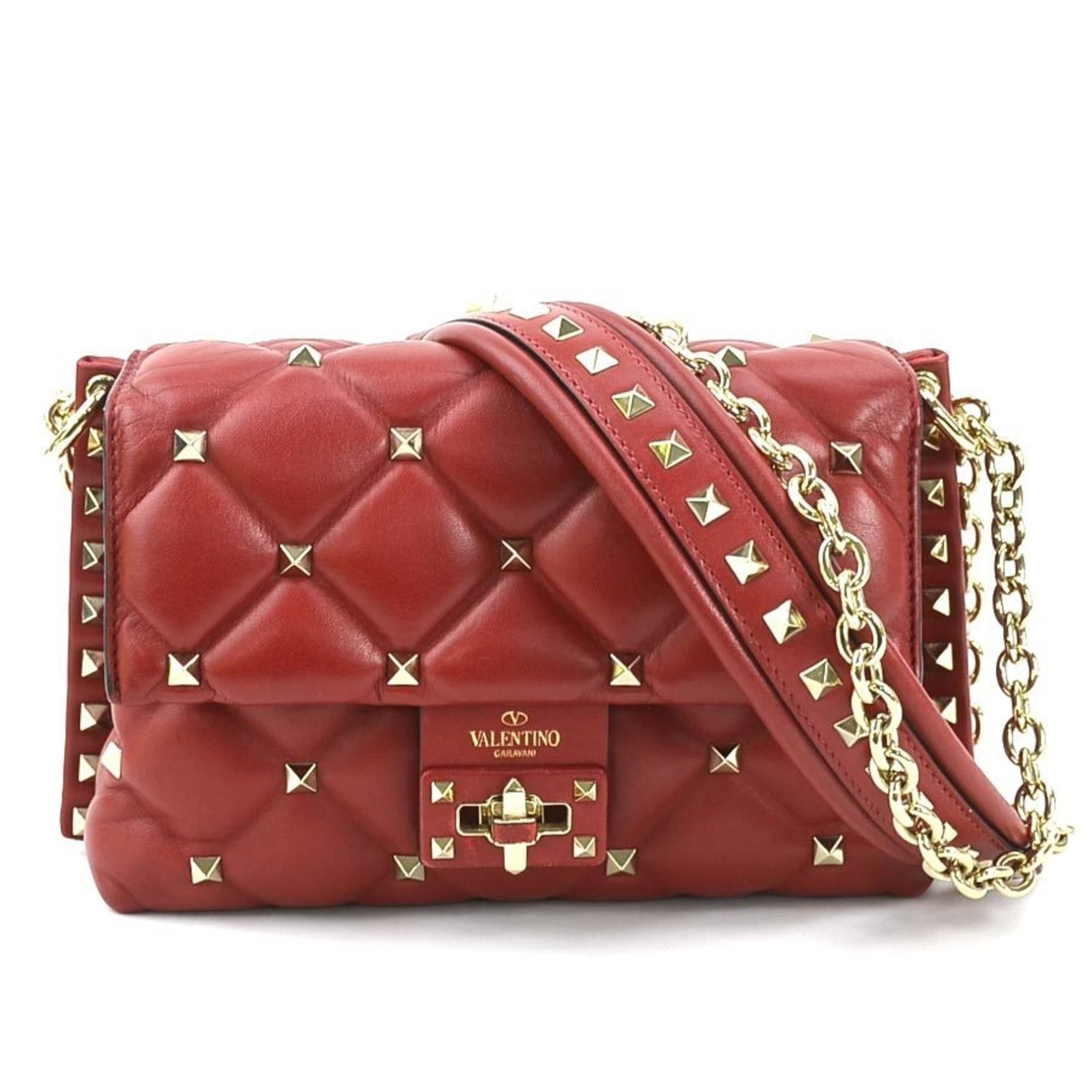 Valentino Garavani Shoulder Bag Candy Leather Metal Dark Red Gold
