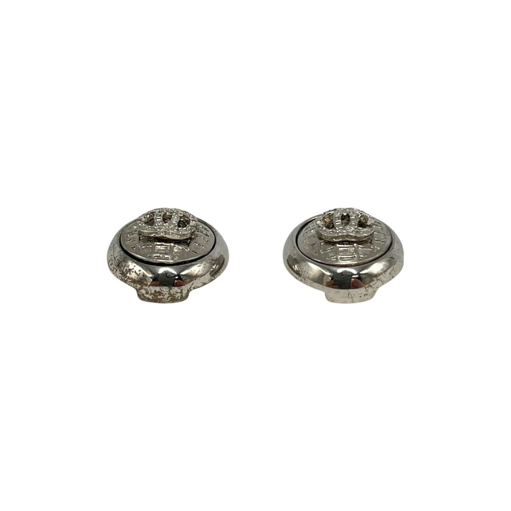 CHANEL Coco Mark Metal Silver Earrings for Women