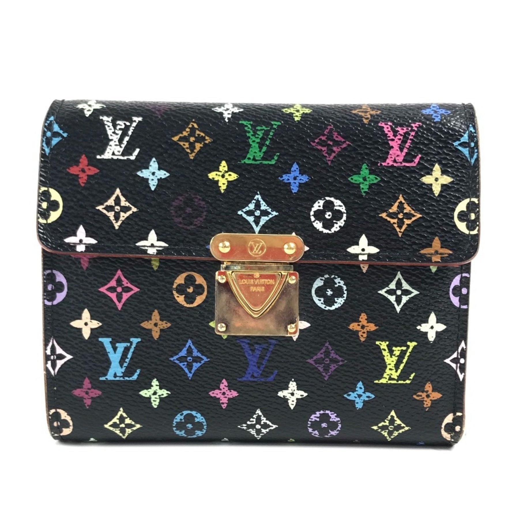 Louis Vuitton Monogram Multicolor Portefeuille Koala Compact Wallet Tri-fold Canvas Noir