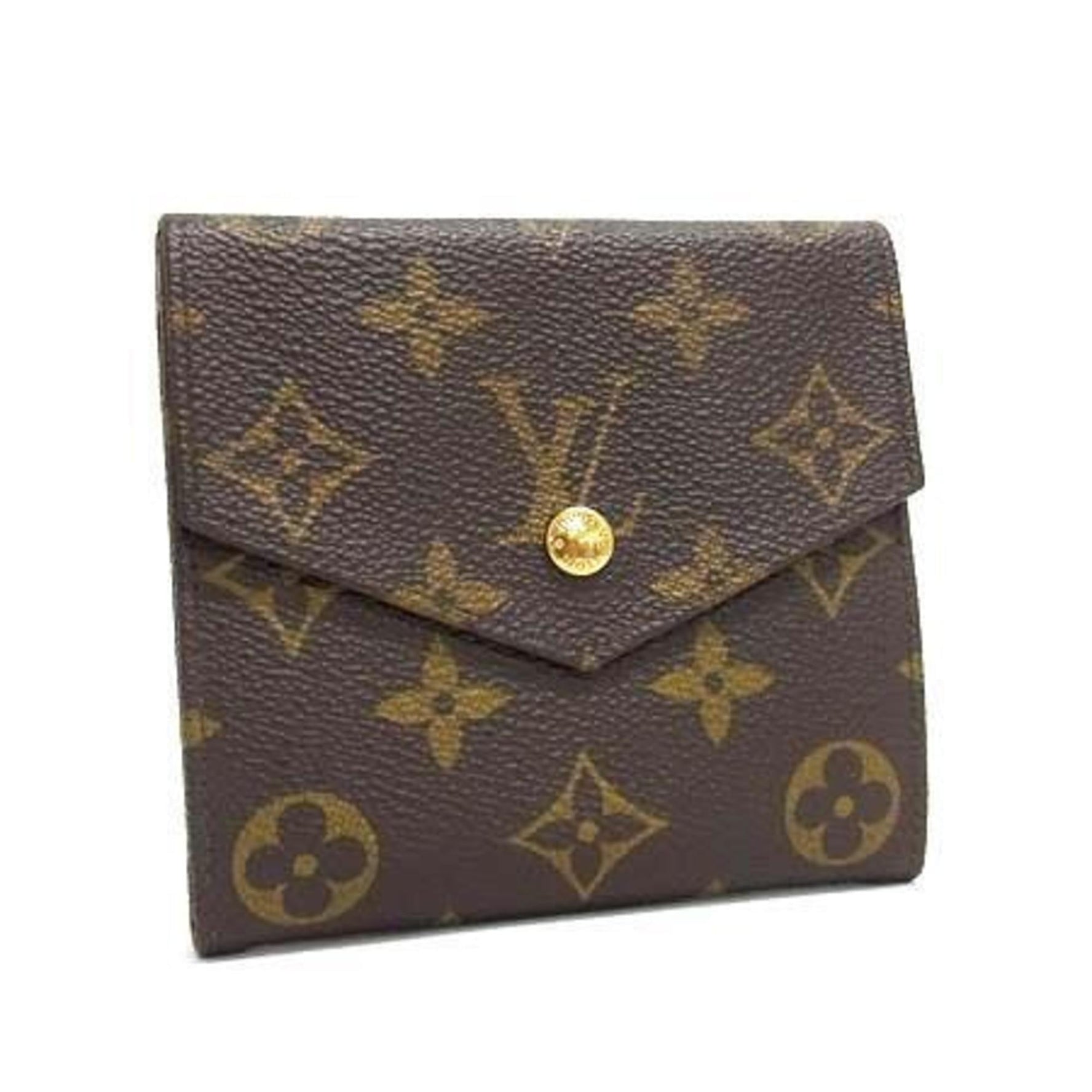 LOUIS VUITTON Monogram Porte-Monnaie Carte Credit Wallet Brown Leather Tri-fold