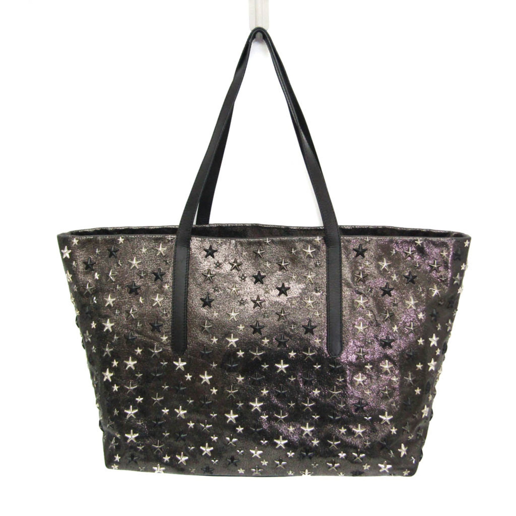 Jimmy Choo Pimlico Men,Women Leather Tote Bag Metallic Black