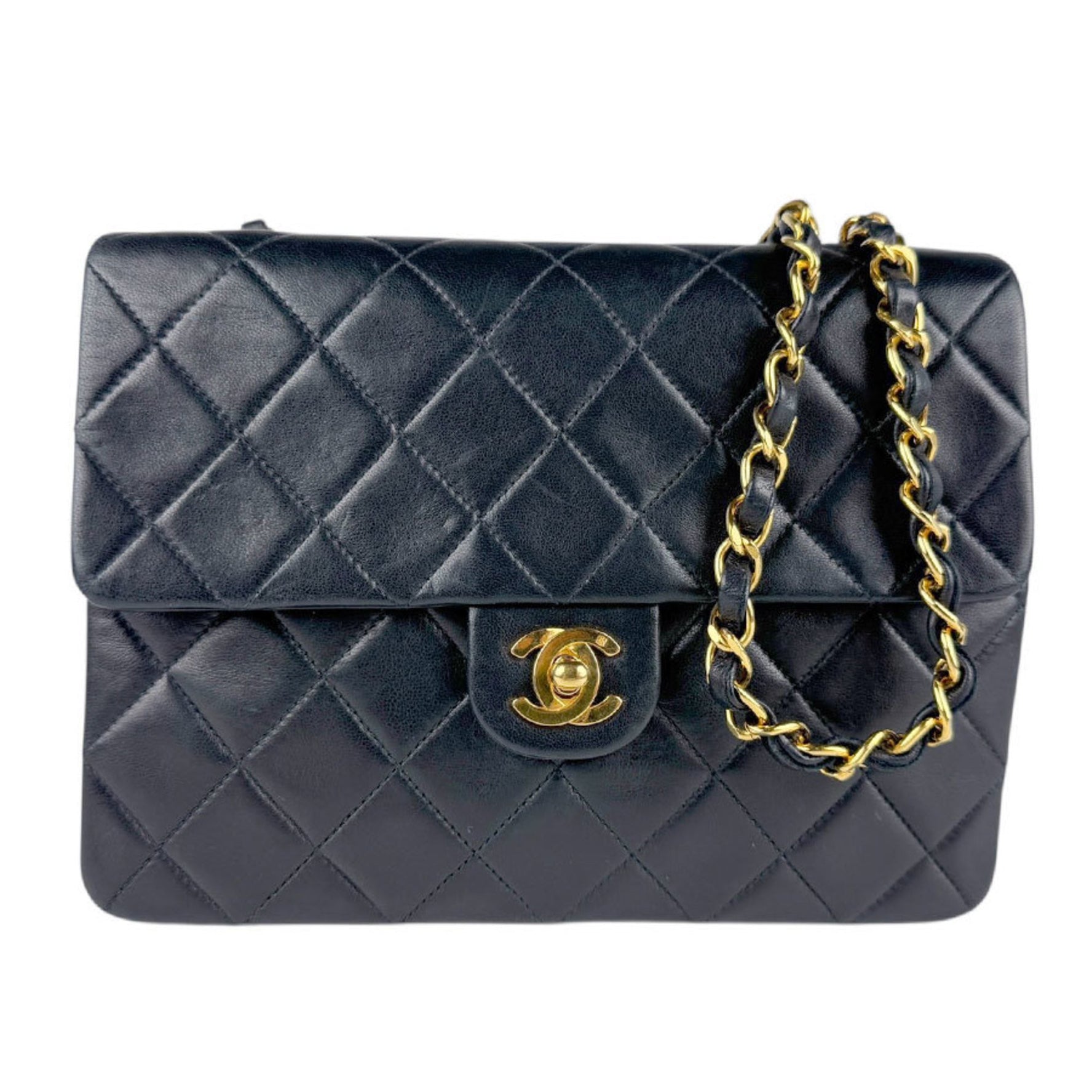 CHANEL Shoulder Bag Lambskin Gold