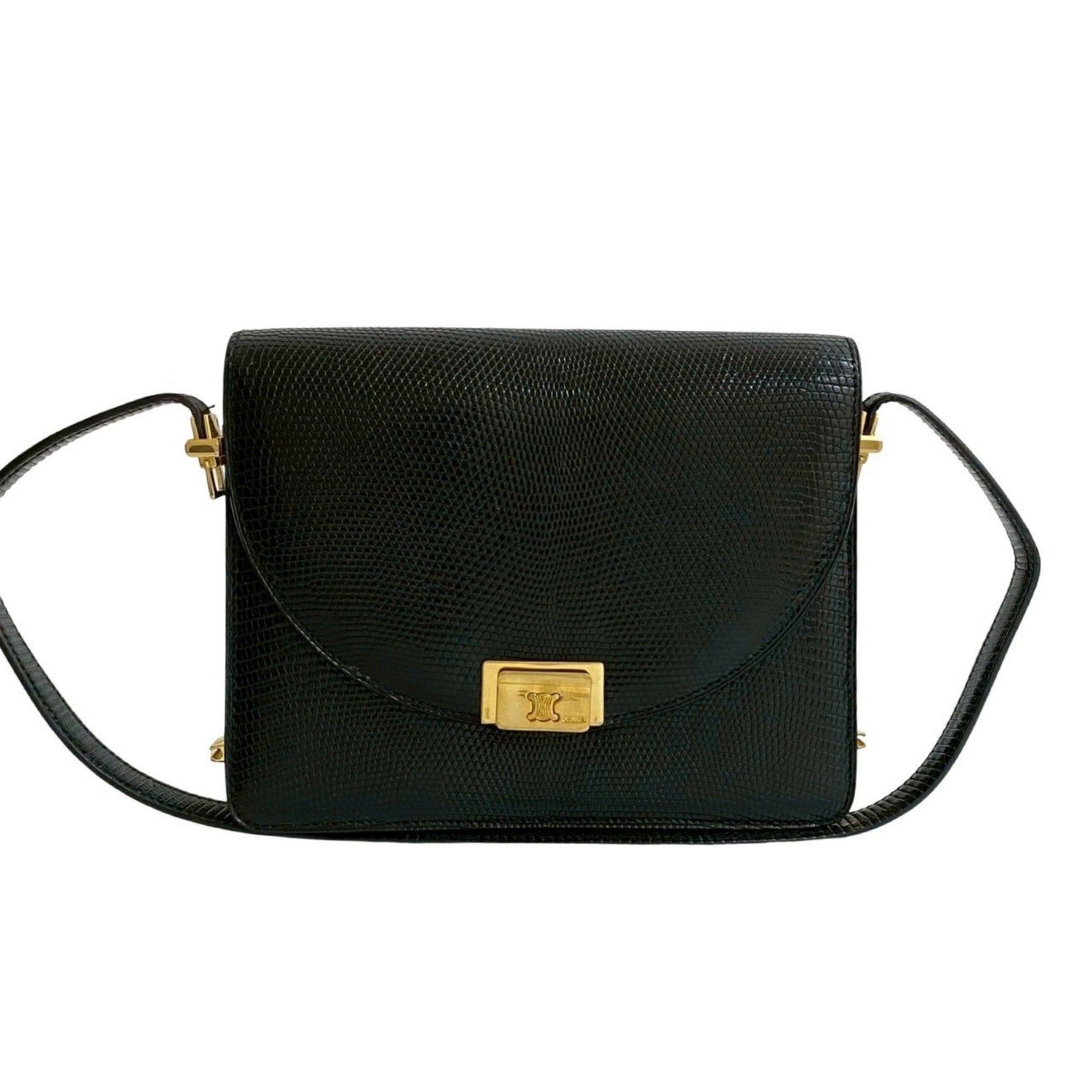 CELINE Triomphe logo hardware leather semi-shoulder bag/mini handbag in