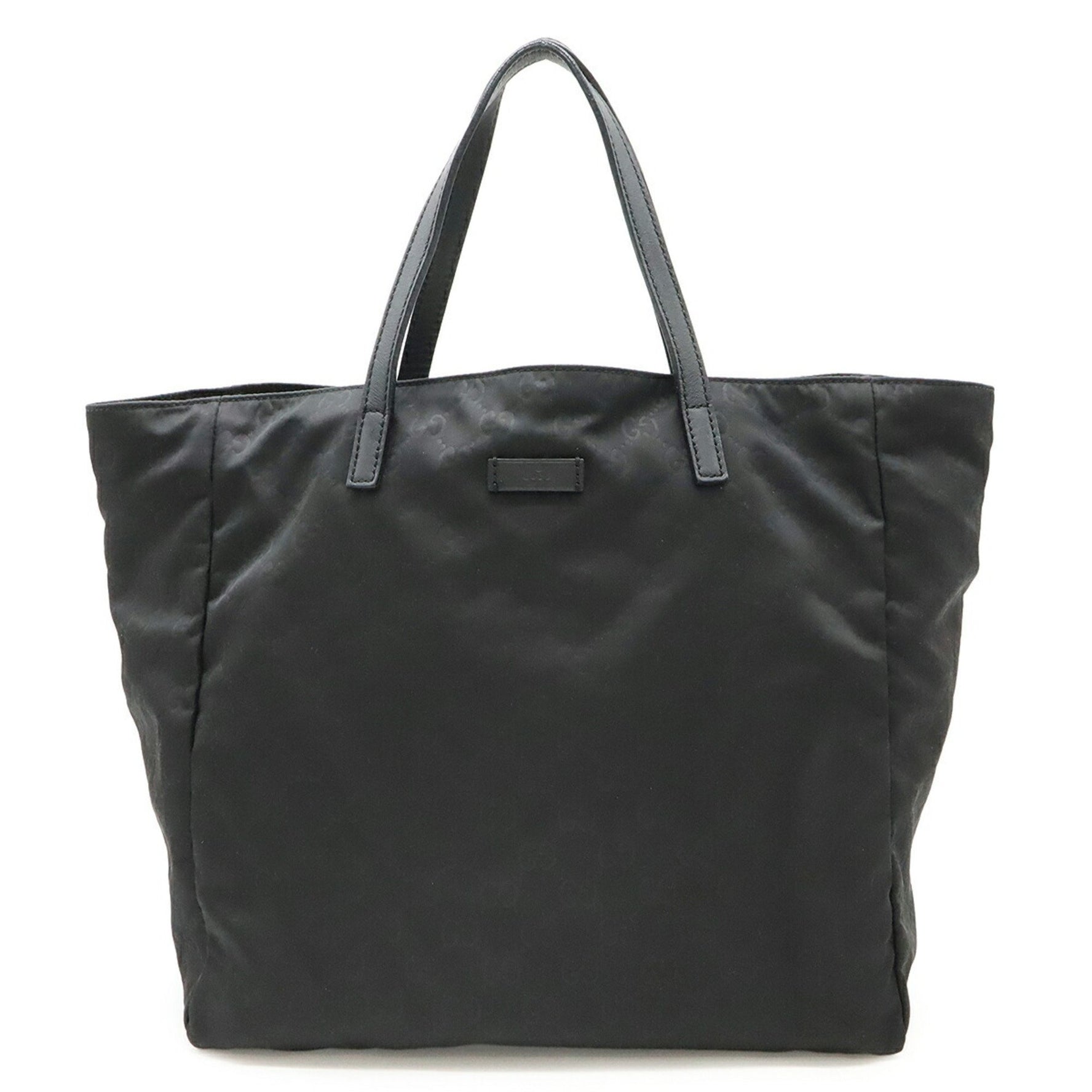 GUCCI GG Nylon Tote Bag, Handbag, and Leather, Black,