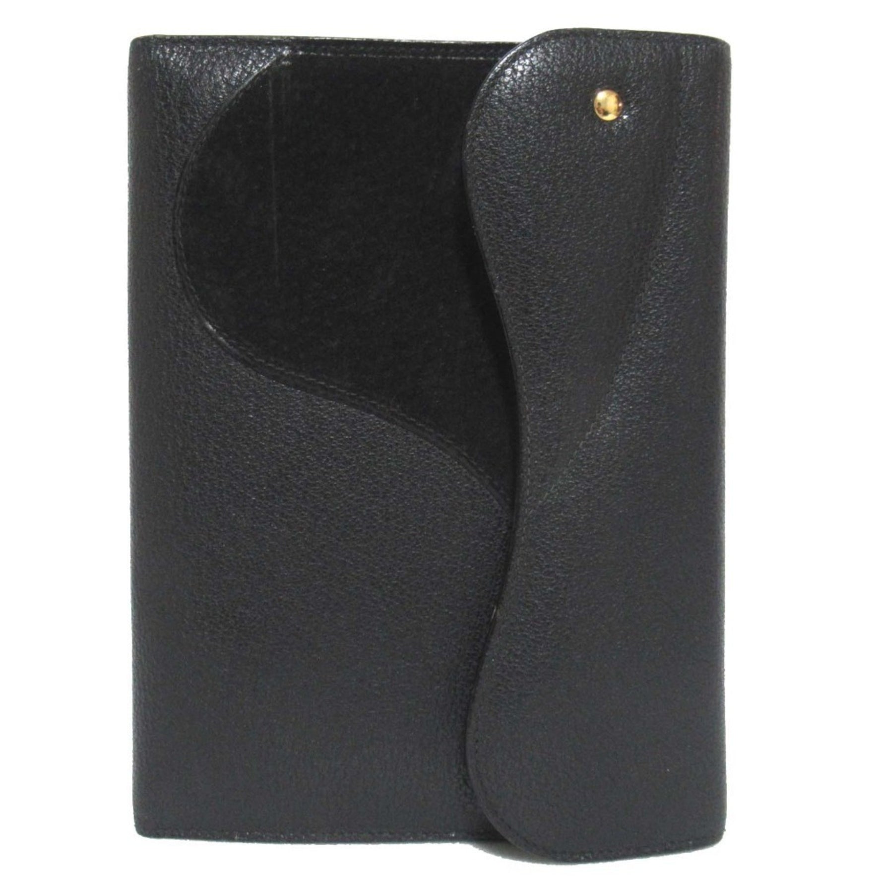 GUCCI Leather x Suede Agenda Notebook Cover 6 Holes Black Gold Color Men's