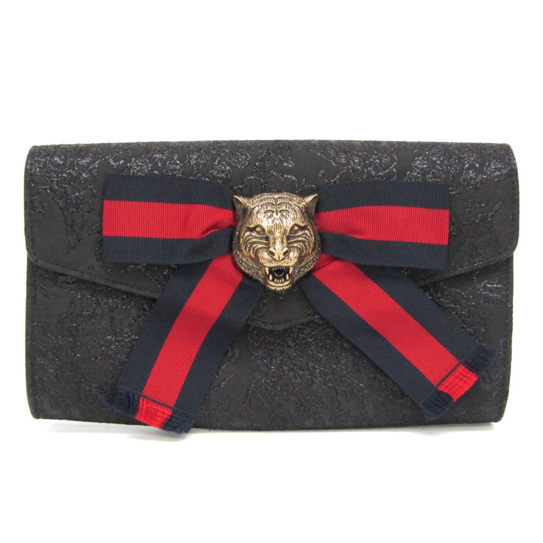 Gucci Animalier Ribbon Flower Nylon Clutch Bag
