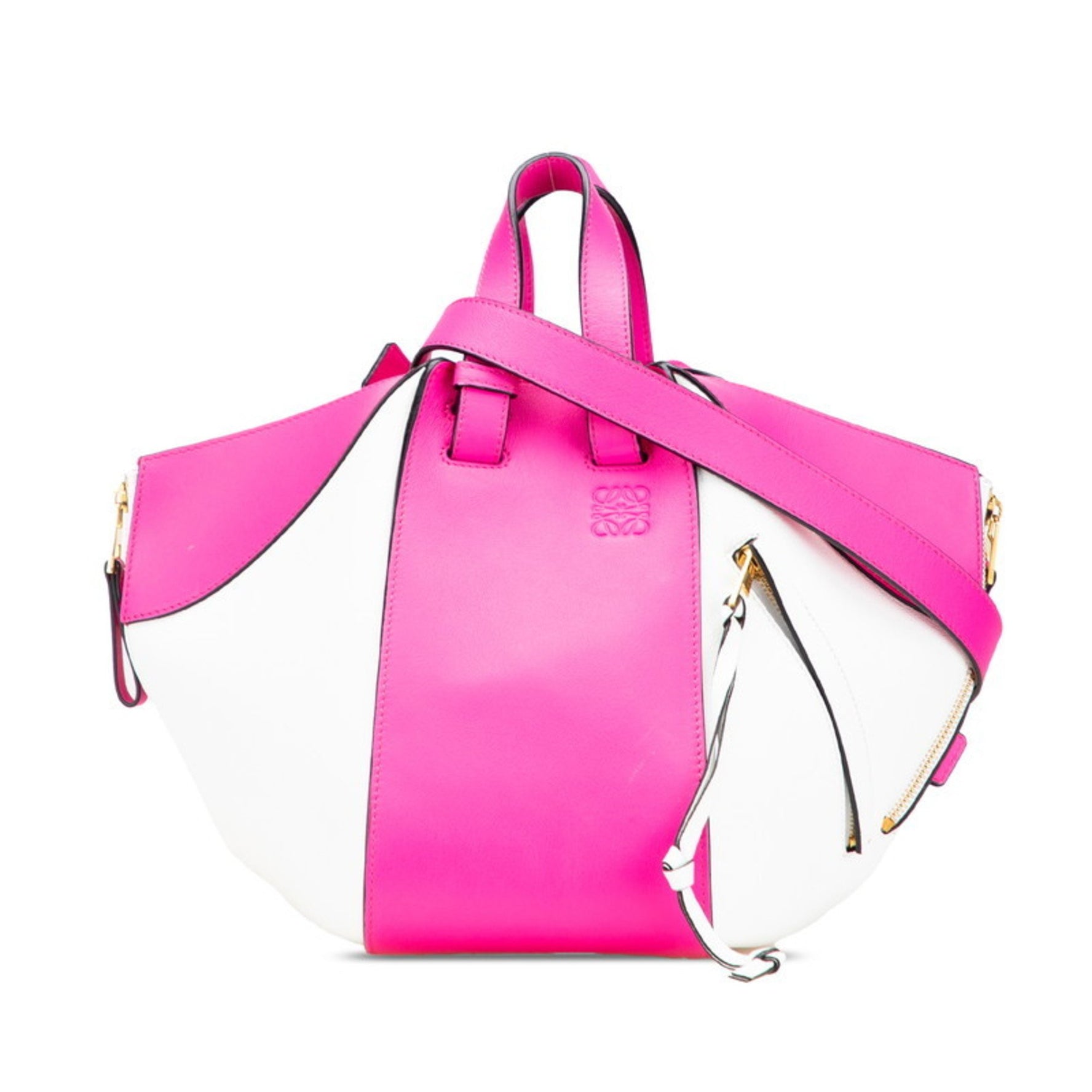 LOEWE Anagram Hammock Small Handbag/Shoulder Bag, White and Pink Leather
